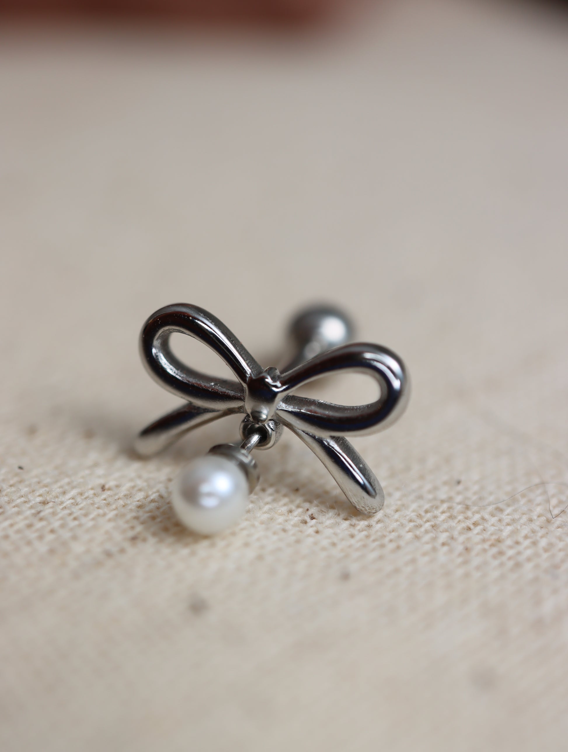 Ribbon surgical steel piercing (heart/pearl)