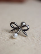 Ribbon surgical steel piercing (heart/pearl)