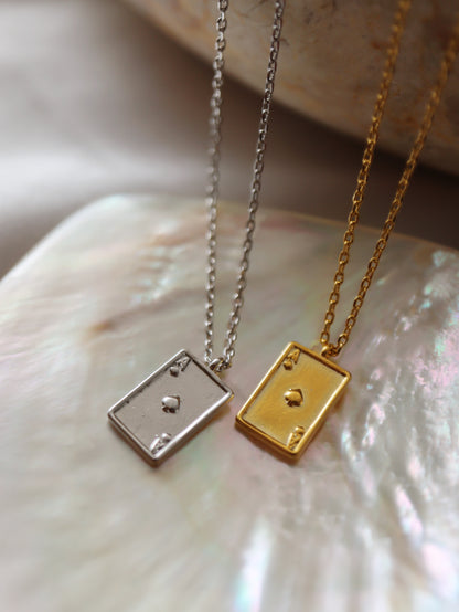 Poker ace brass necklace