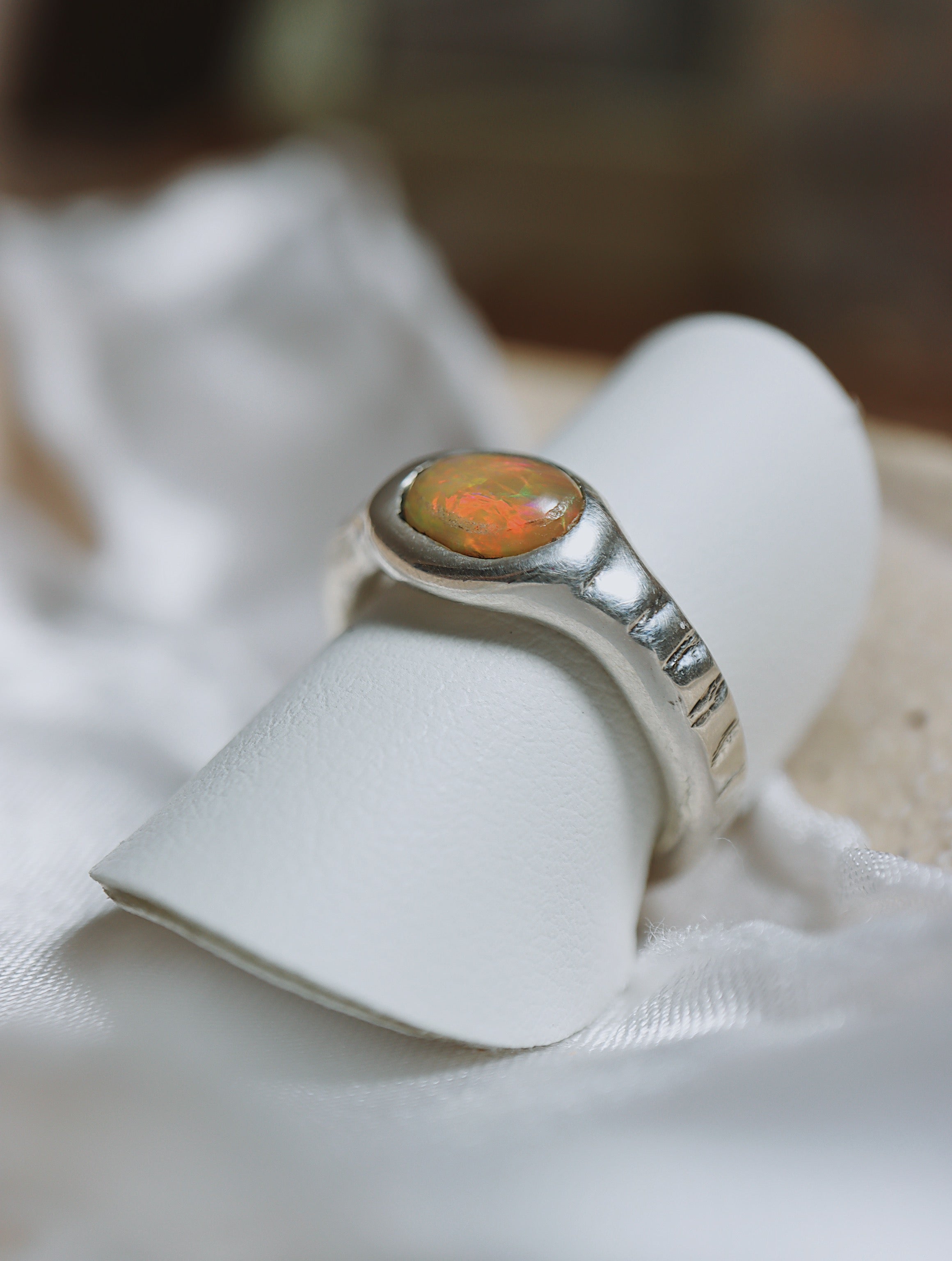Sterling Silver Hand crafted Ethiopian Opal Ring