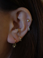 Silver925 Drop studded heart huggie hoop earrings