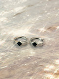 Black cz 95 silver hinged hoop earrings 2
