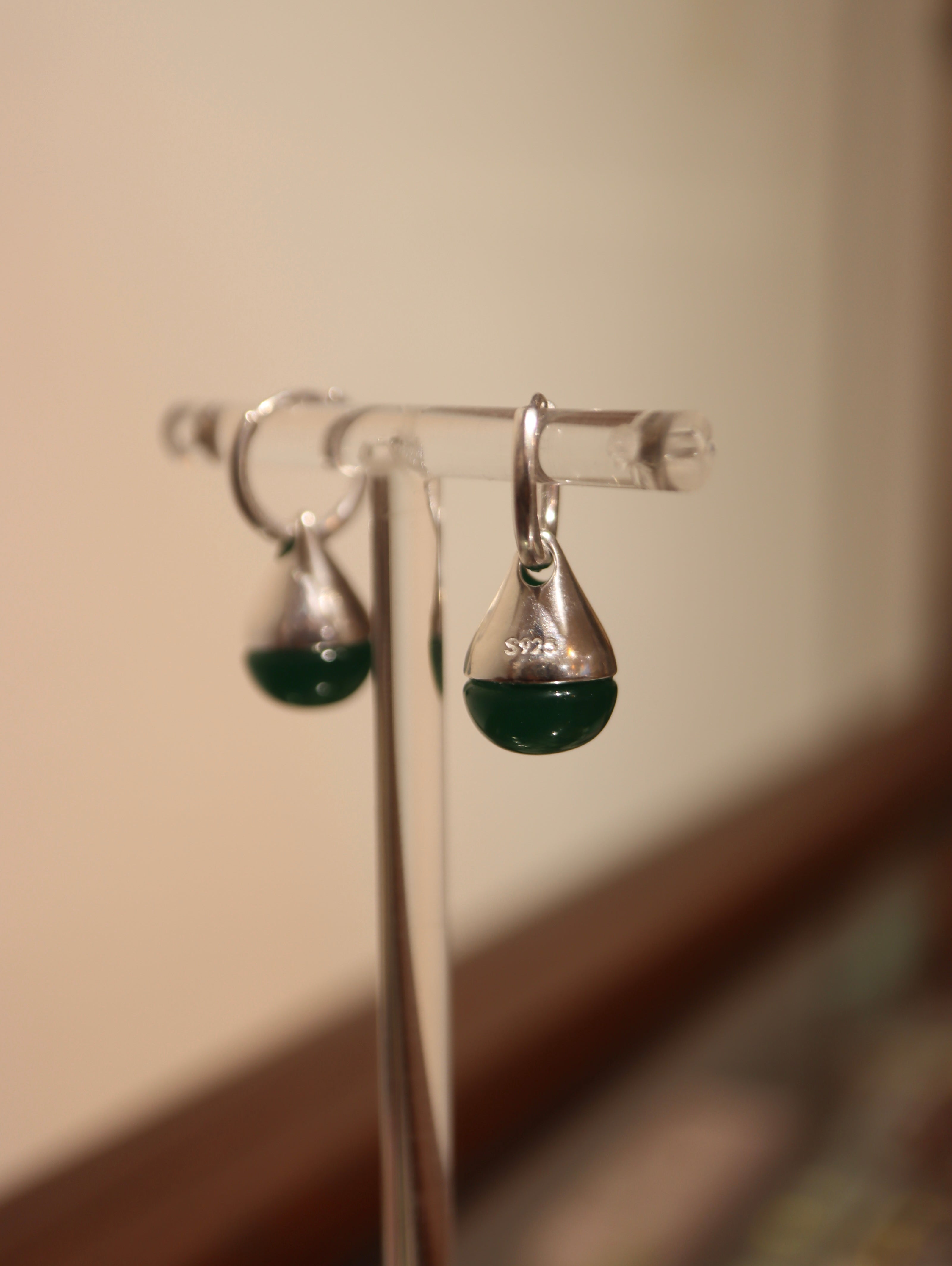Green agate 925 silver earrings