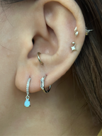 Silver925 cz hinged hoop earrings