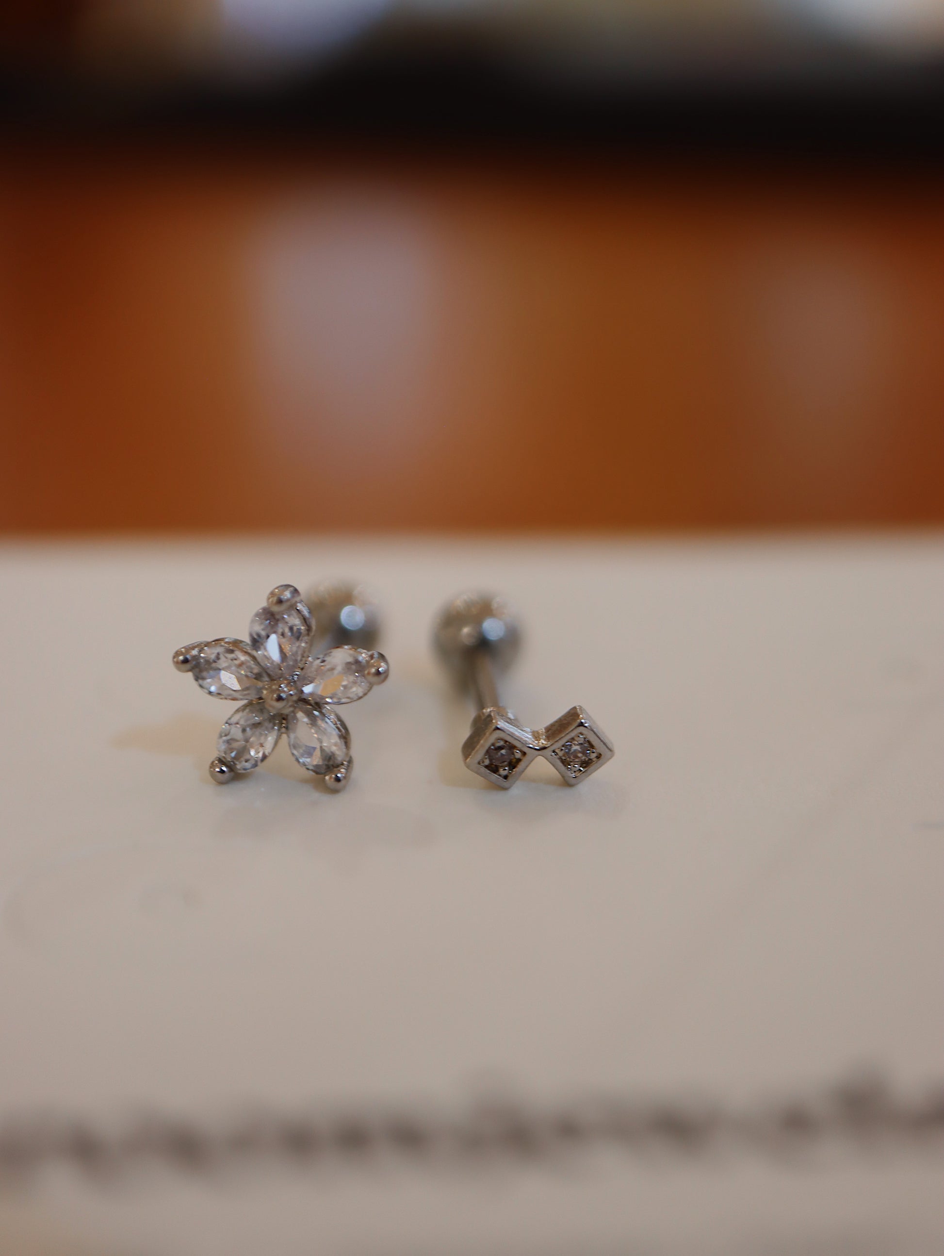 Double cubic surgical steel stud earring (1pc)