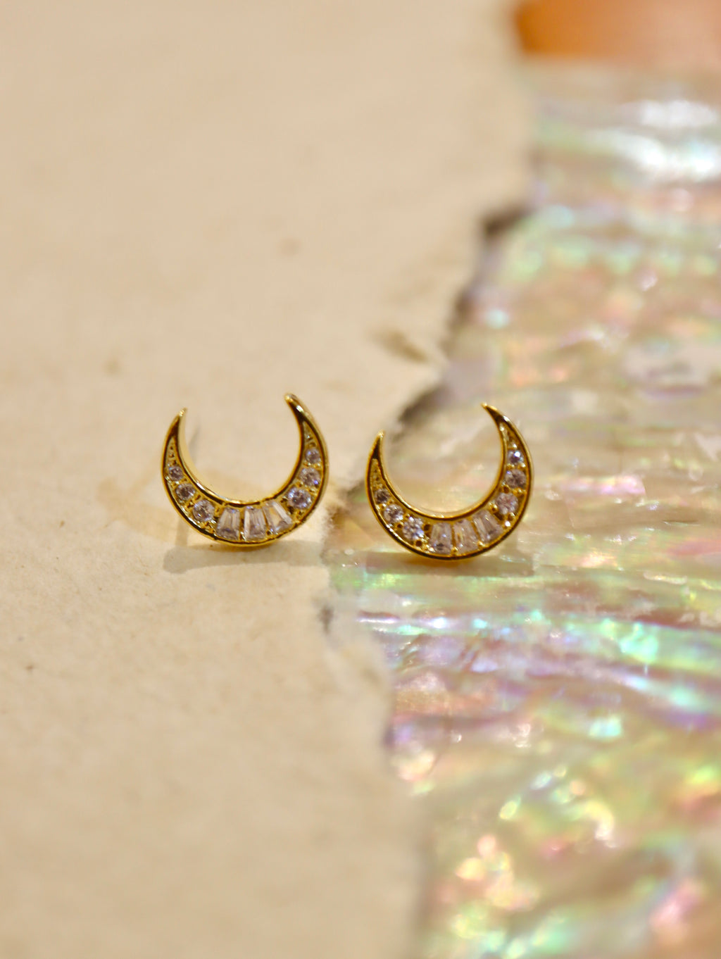 Crescent cz earrings