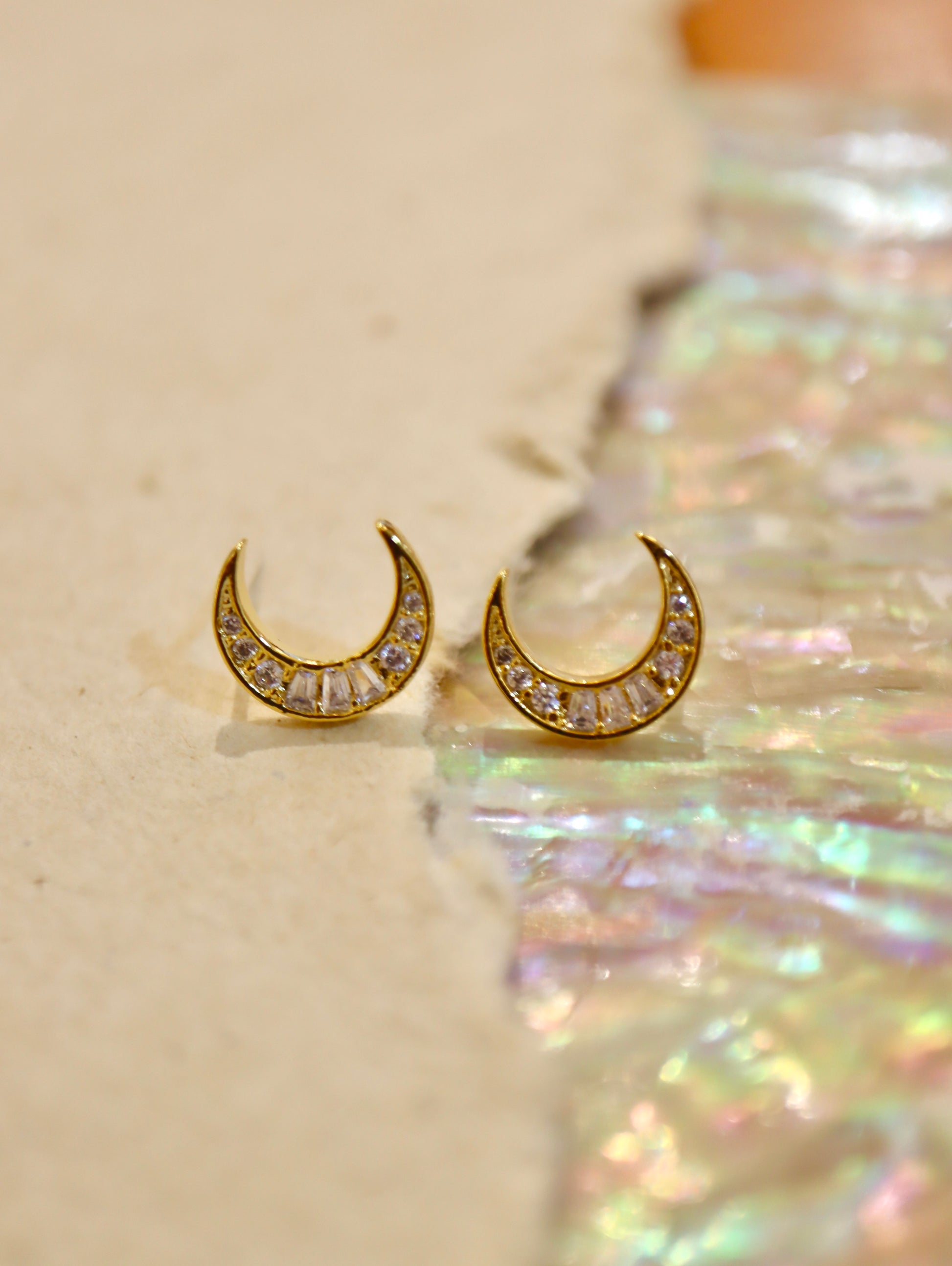 Crescent cz earrings