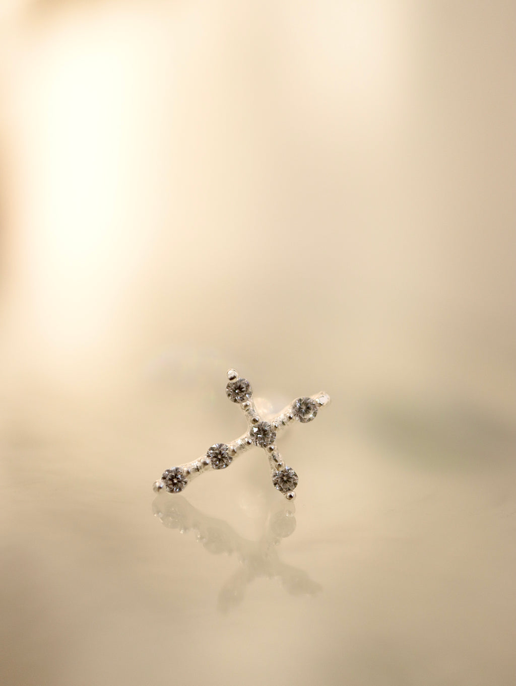 Cross cz 925 silver piercing earring (1pc)