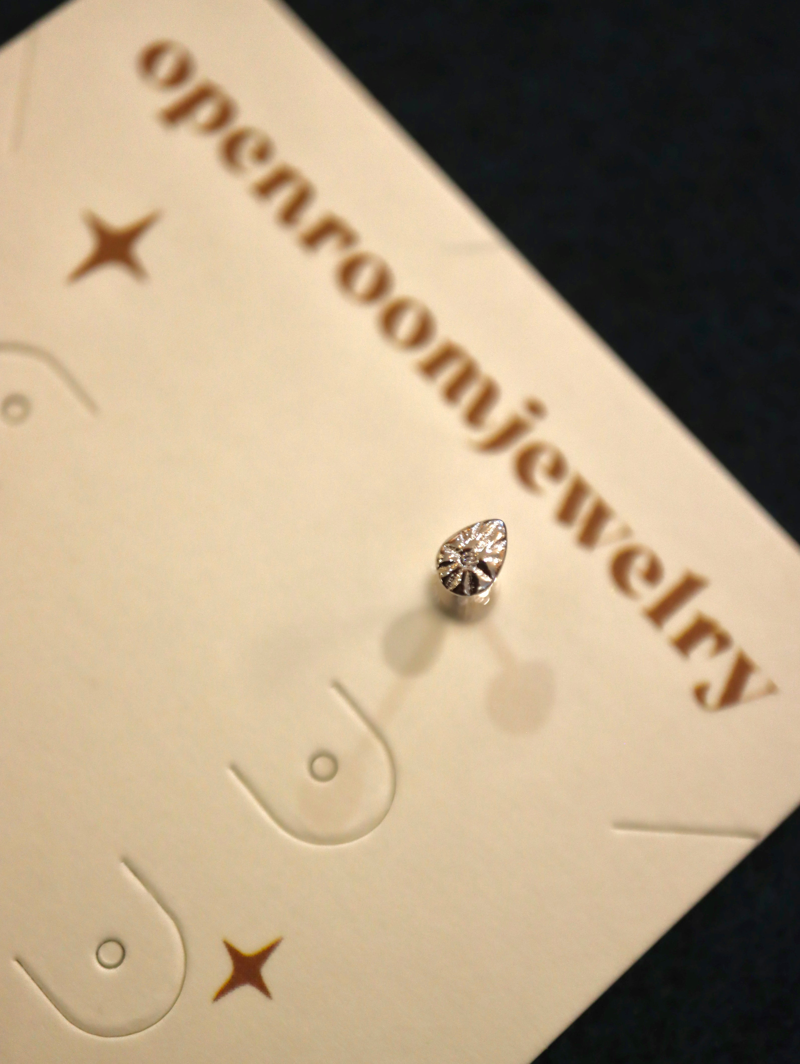 Flat stud flat back 925 silver earring (1pc)
