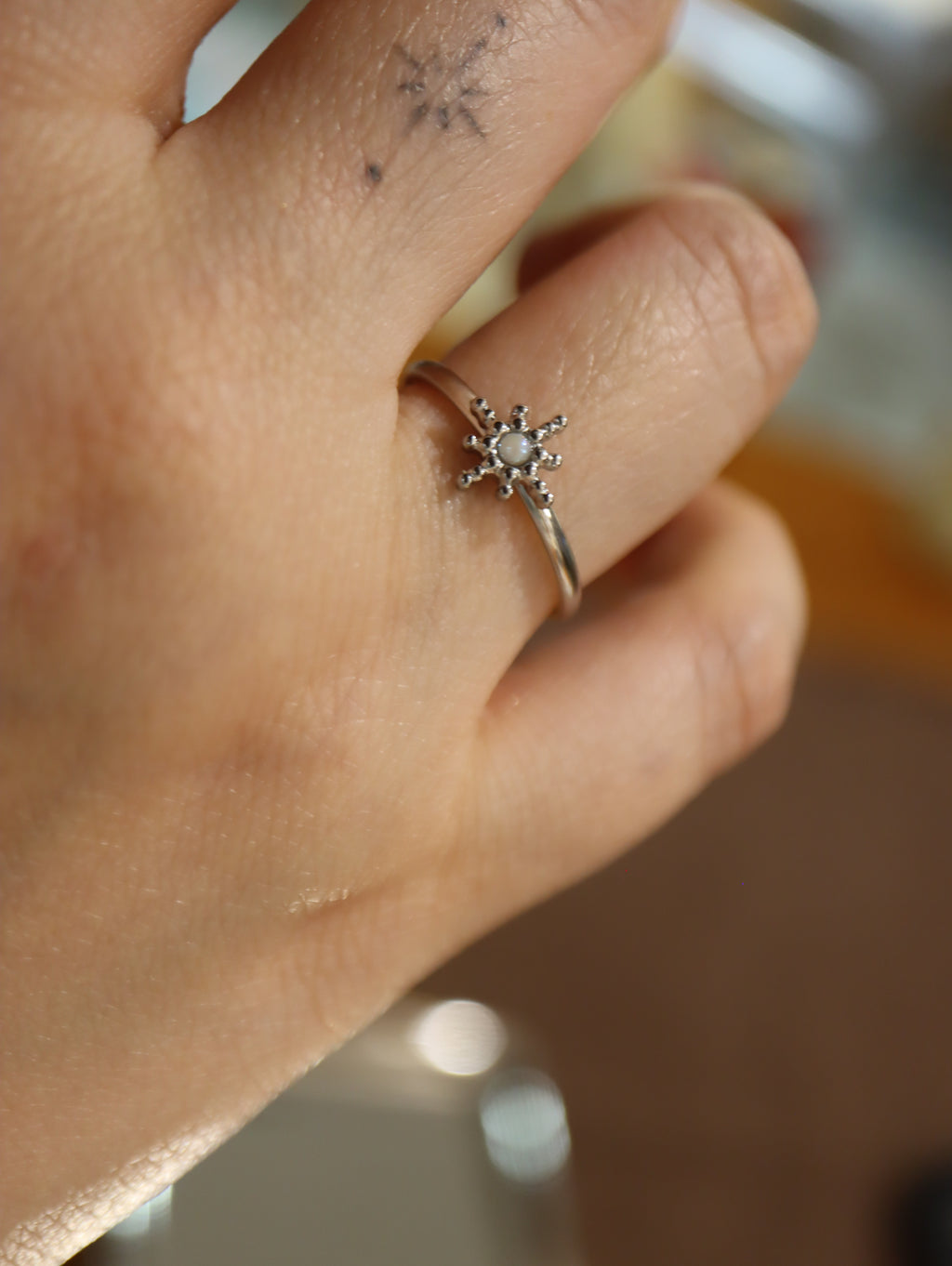 Starburst stainless steel ring