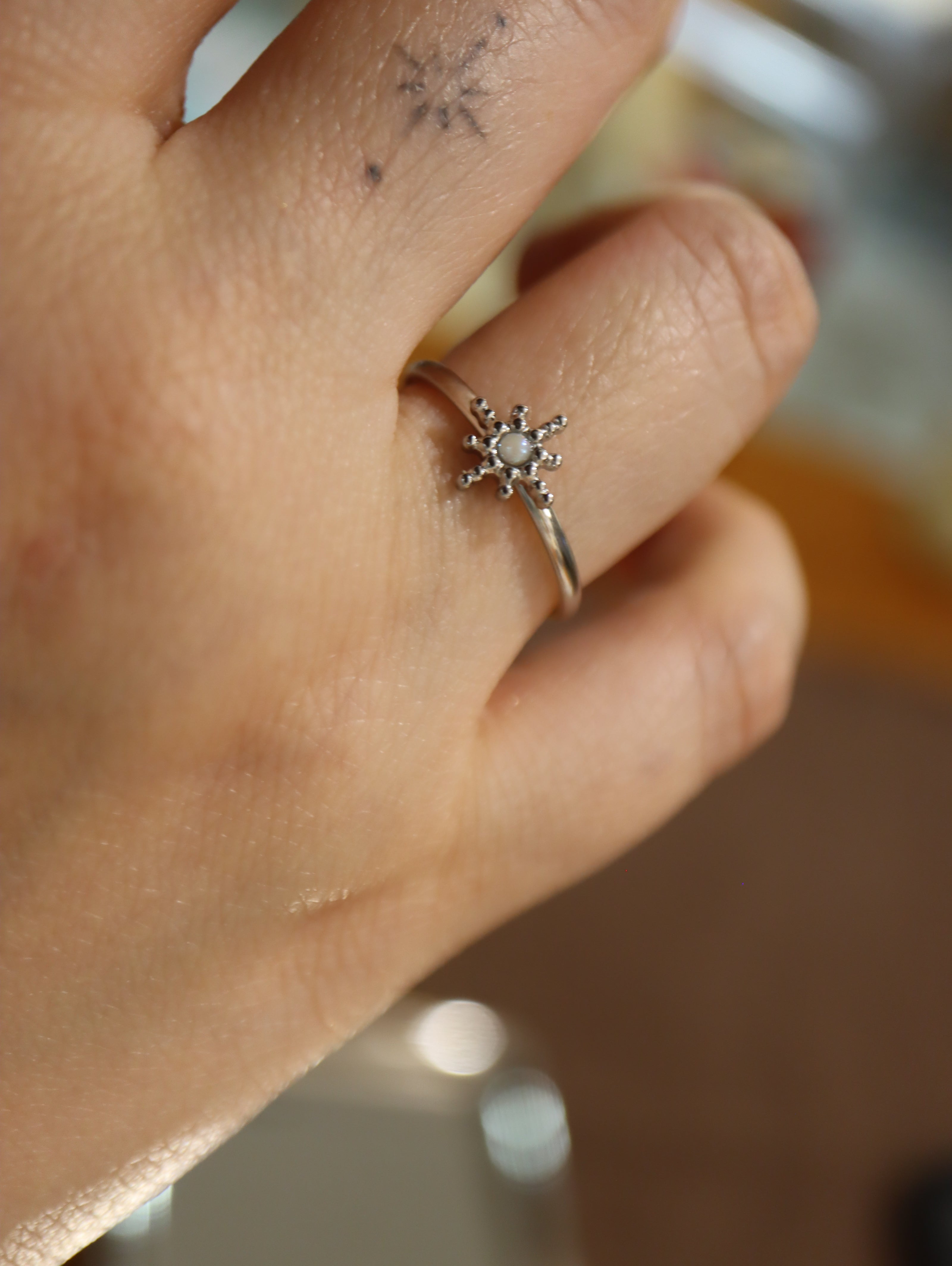 Starburst stainless steel ring