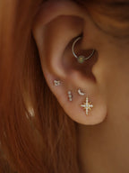Mini stud cz flat back 925 silver piercing (1pc)
