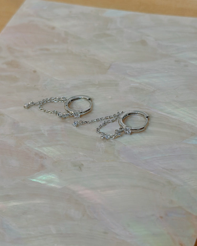 Drop chain cz Silver 925 earrings
