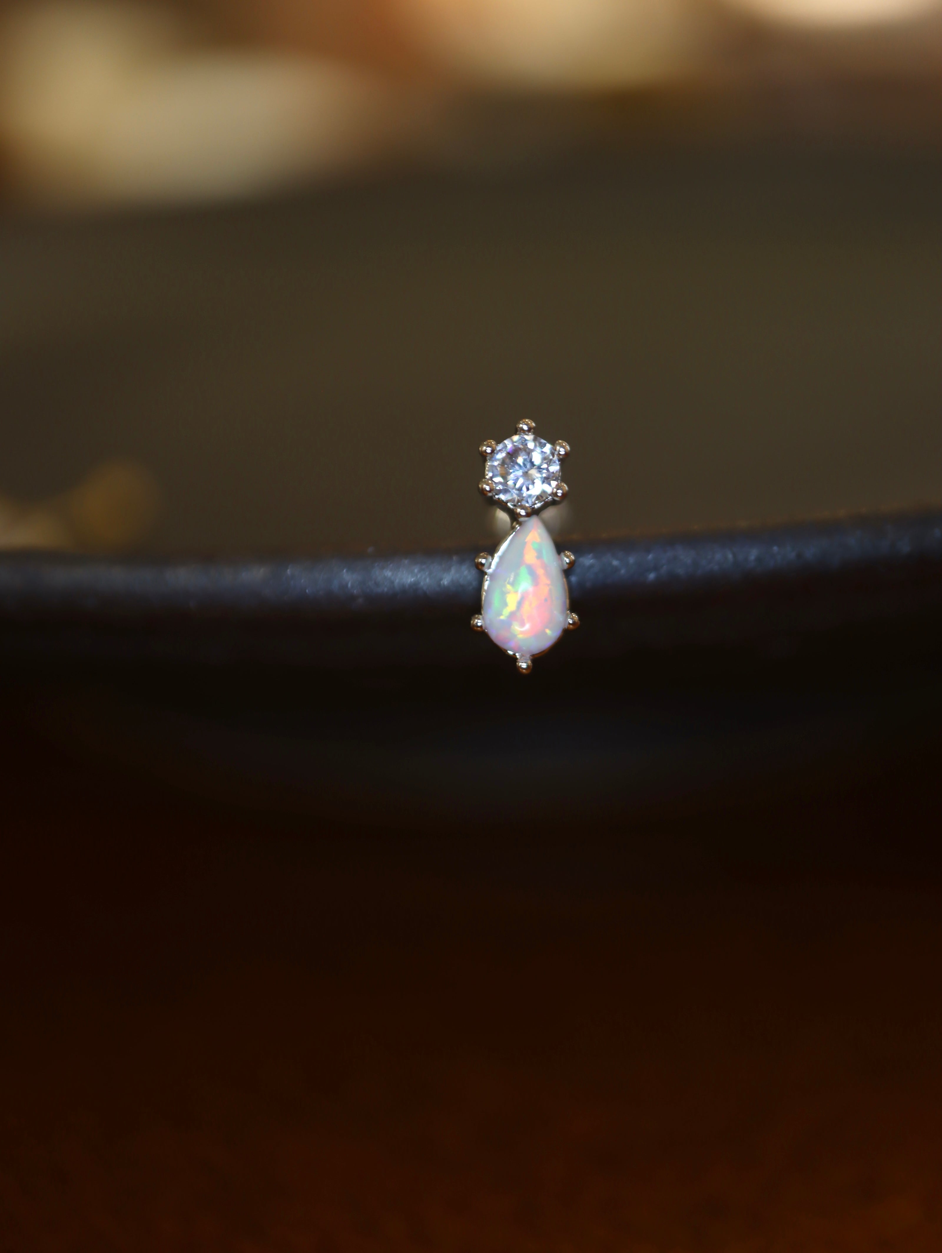 Aura Teardrop Opal Stud 925 silver earrings