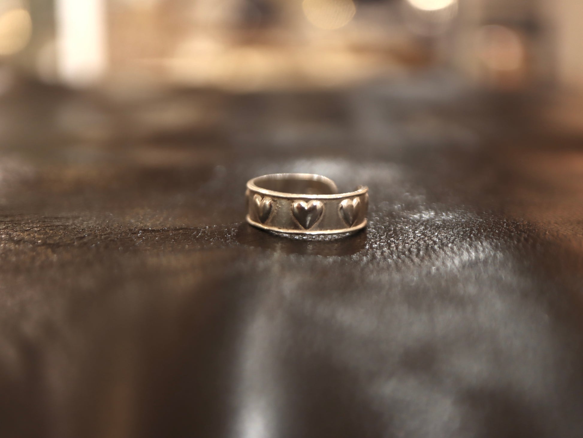 Embossed heart 925 silver pinky / midi ring