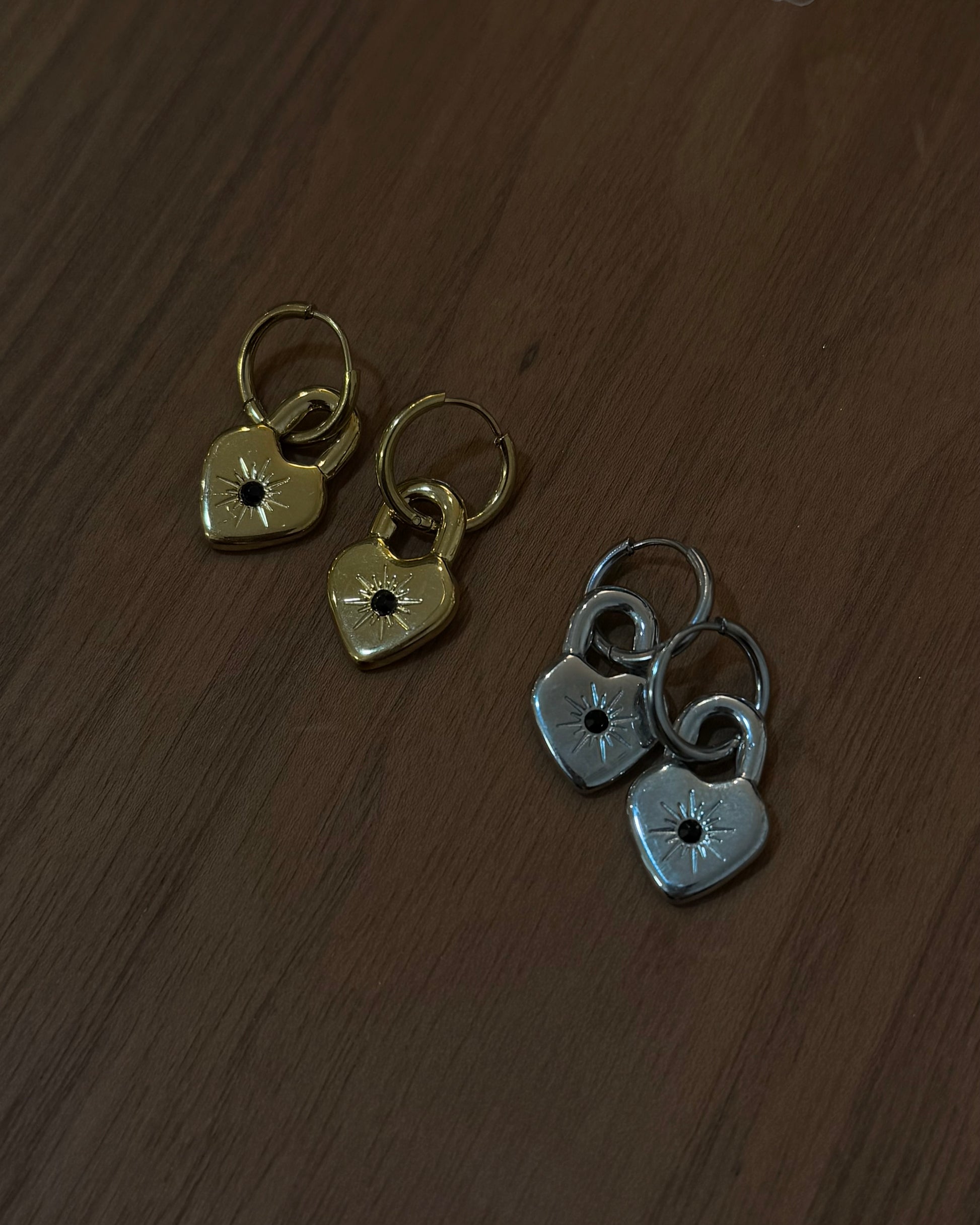 Heart lock stainless steel earrings