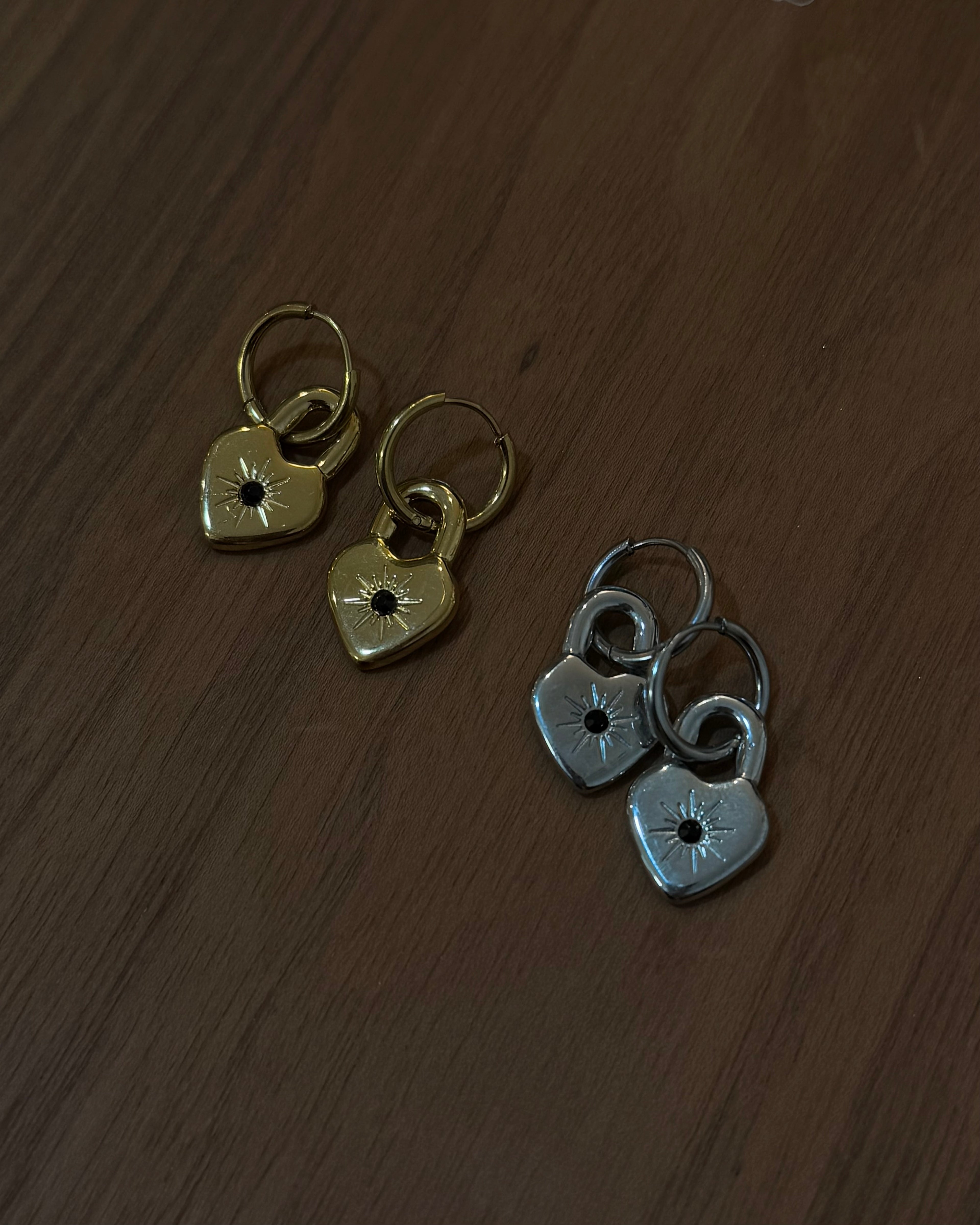 Heart lock stainless steel earrings