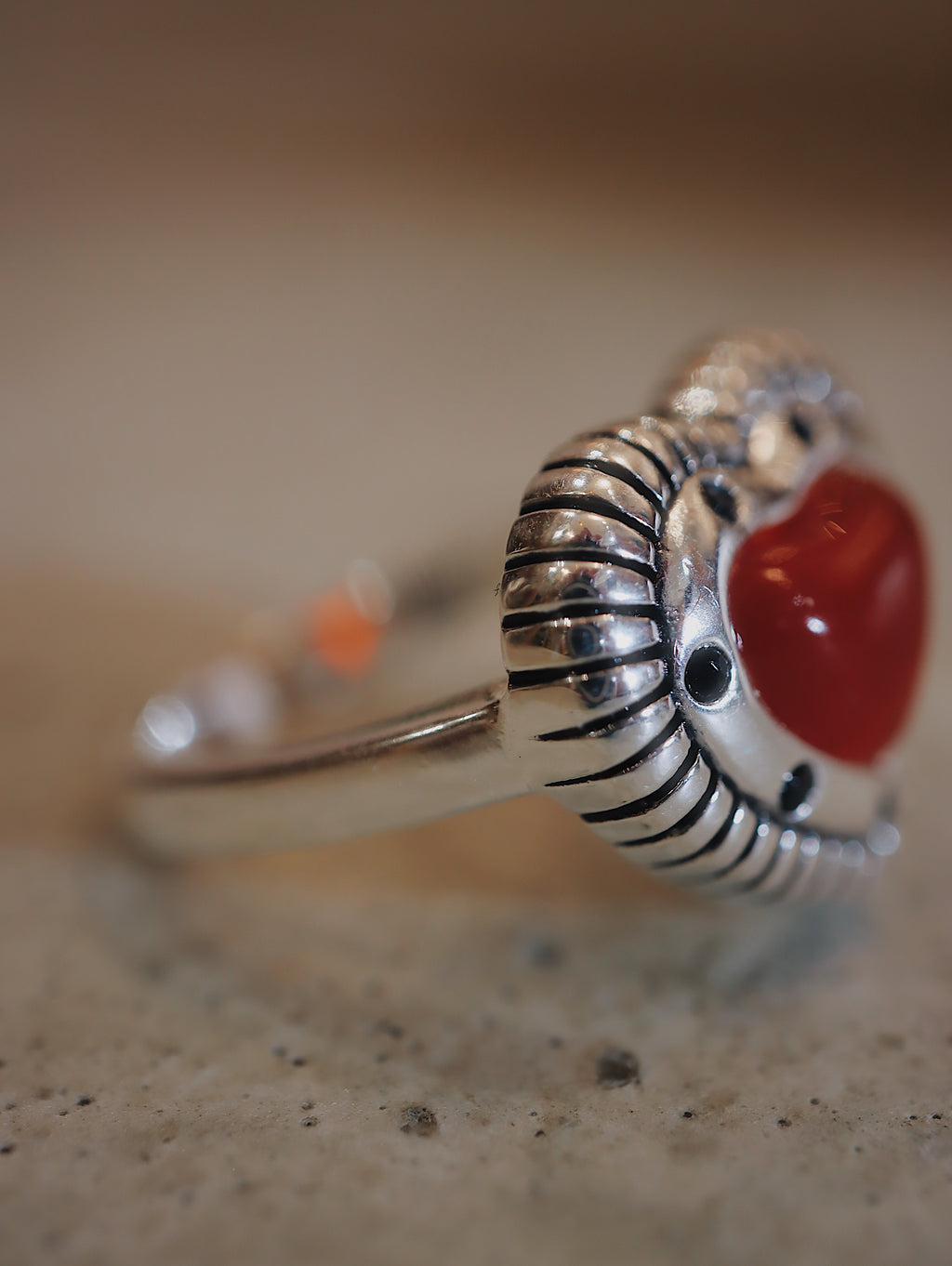 Agate silver925 heart shape ring