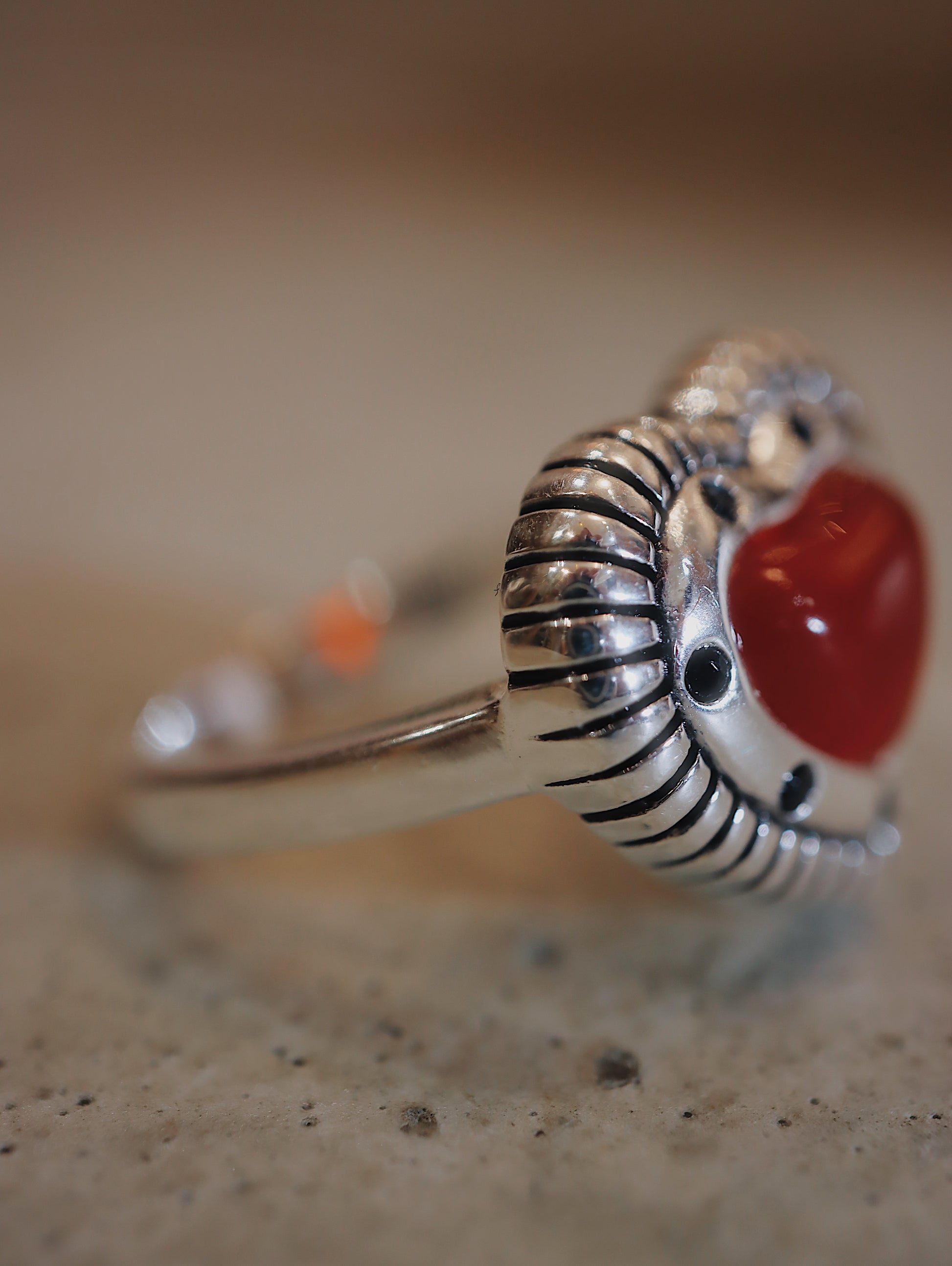 Agate silver925 heart shape ring