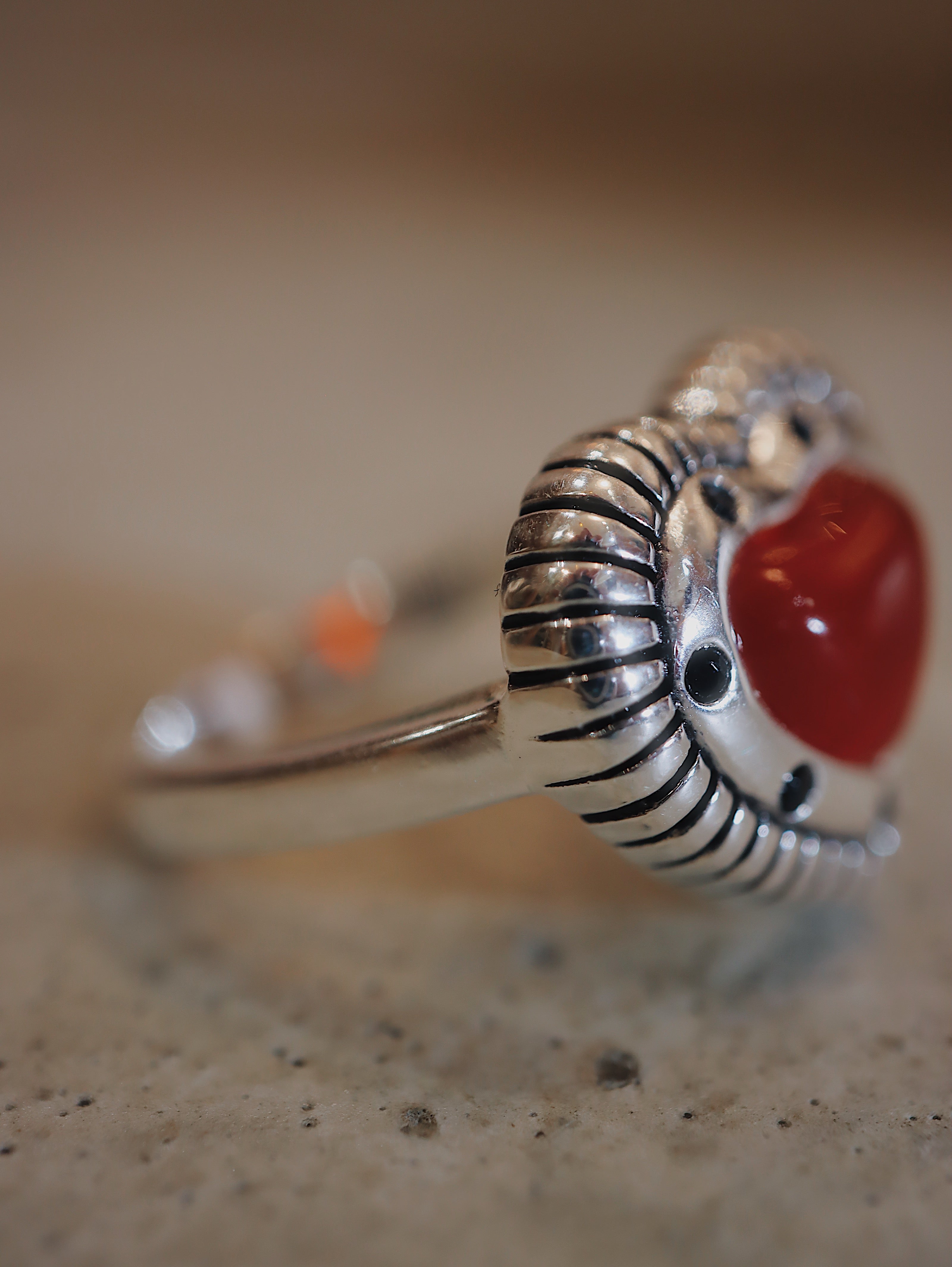 Agate silver925 heart shape ring