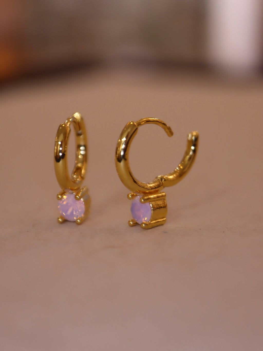 Hinged hoop drop cz earrings