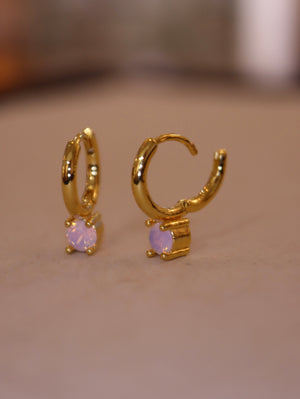 Hinged hoop drop cz earrings
