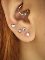 Flat stud flat back 925 silver earring (1pc)