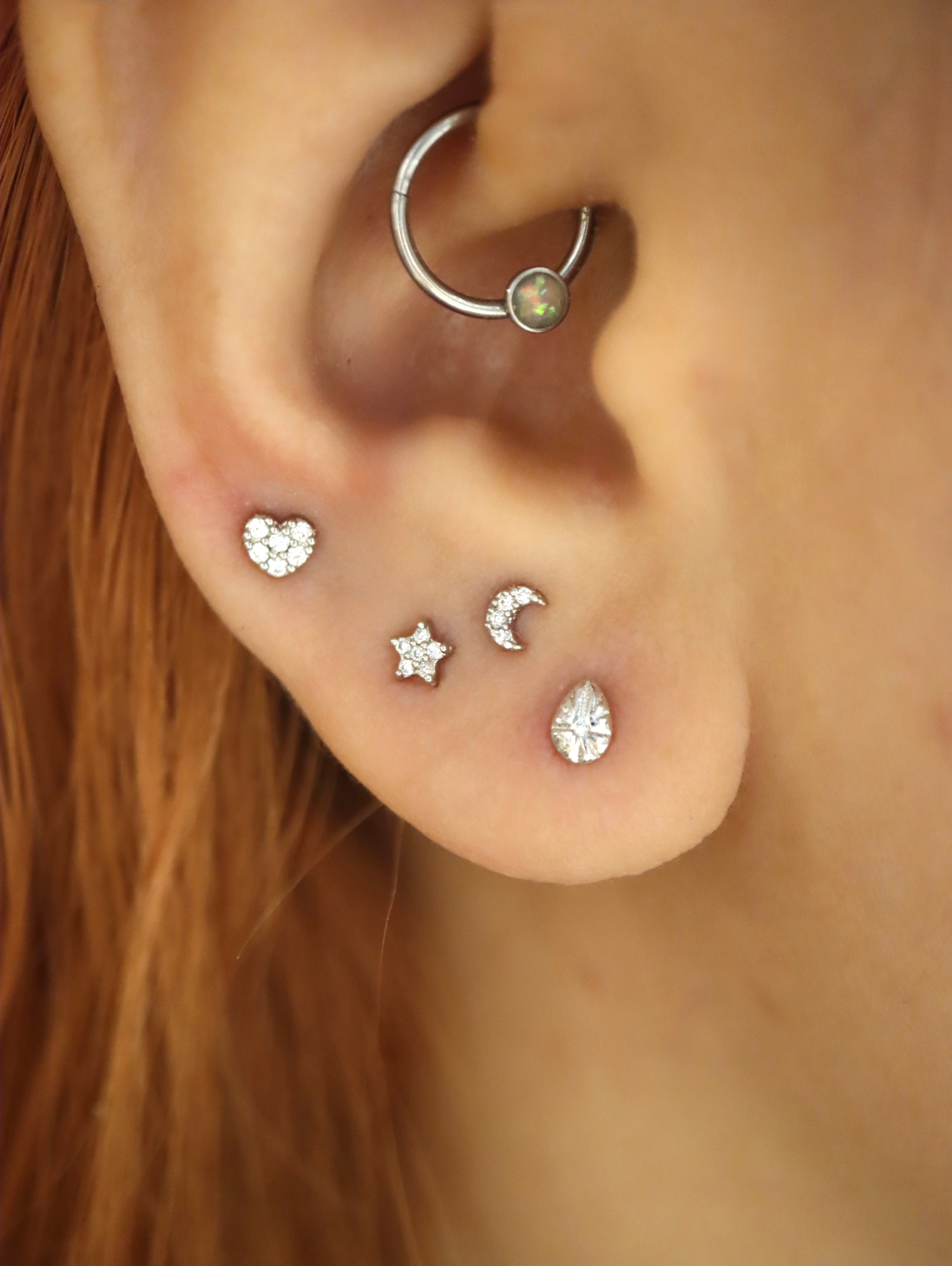 Flat stud flat back 925 silver earring (1pc)