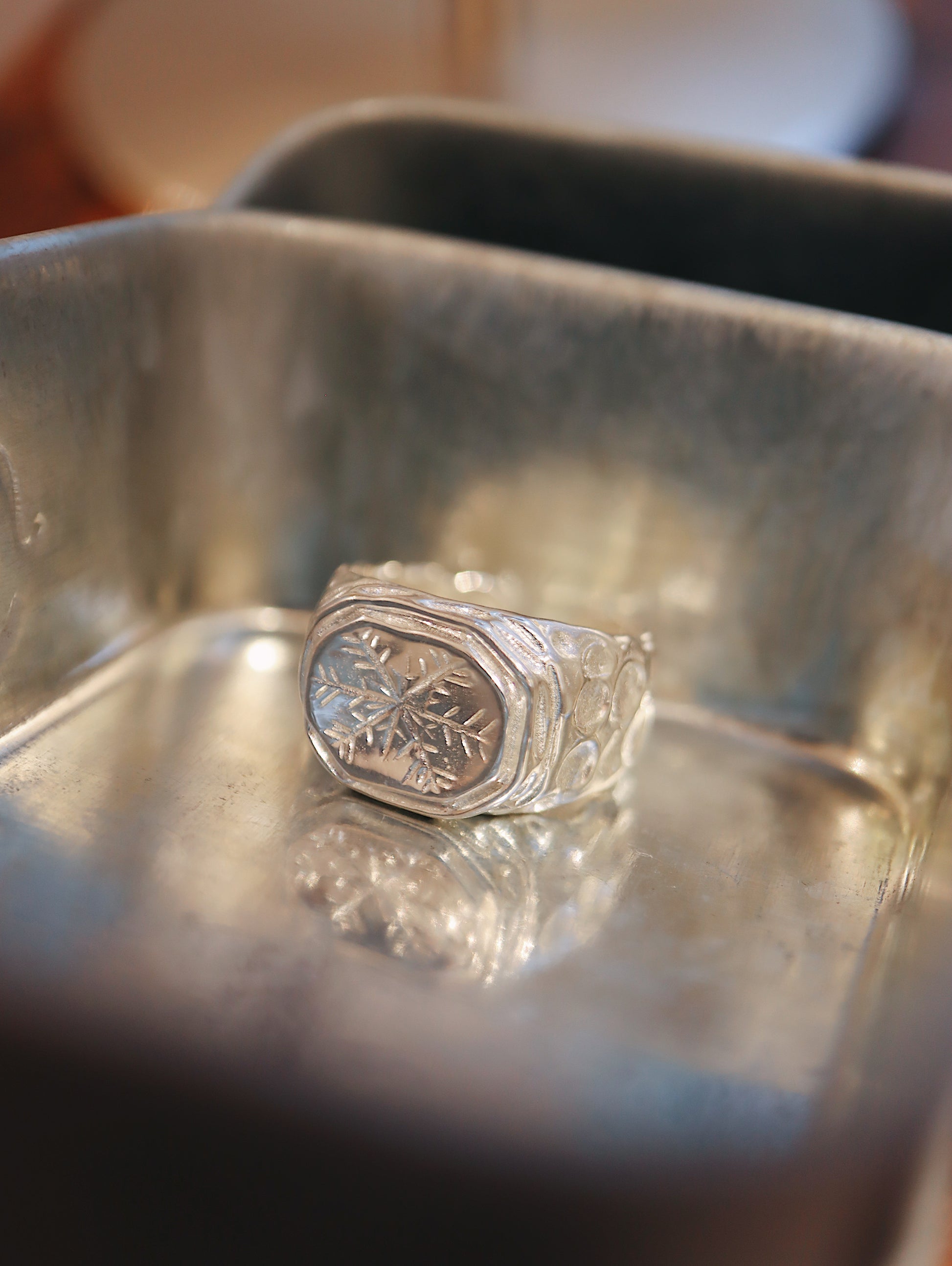 Snowflake 925 silver open size ring