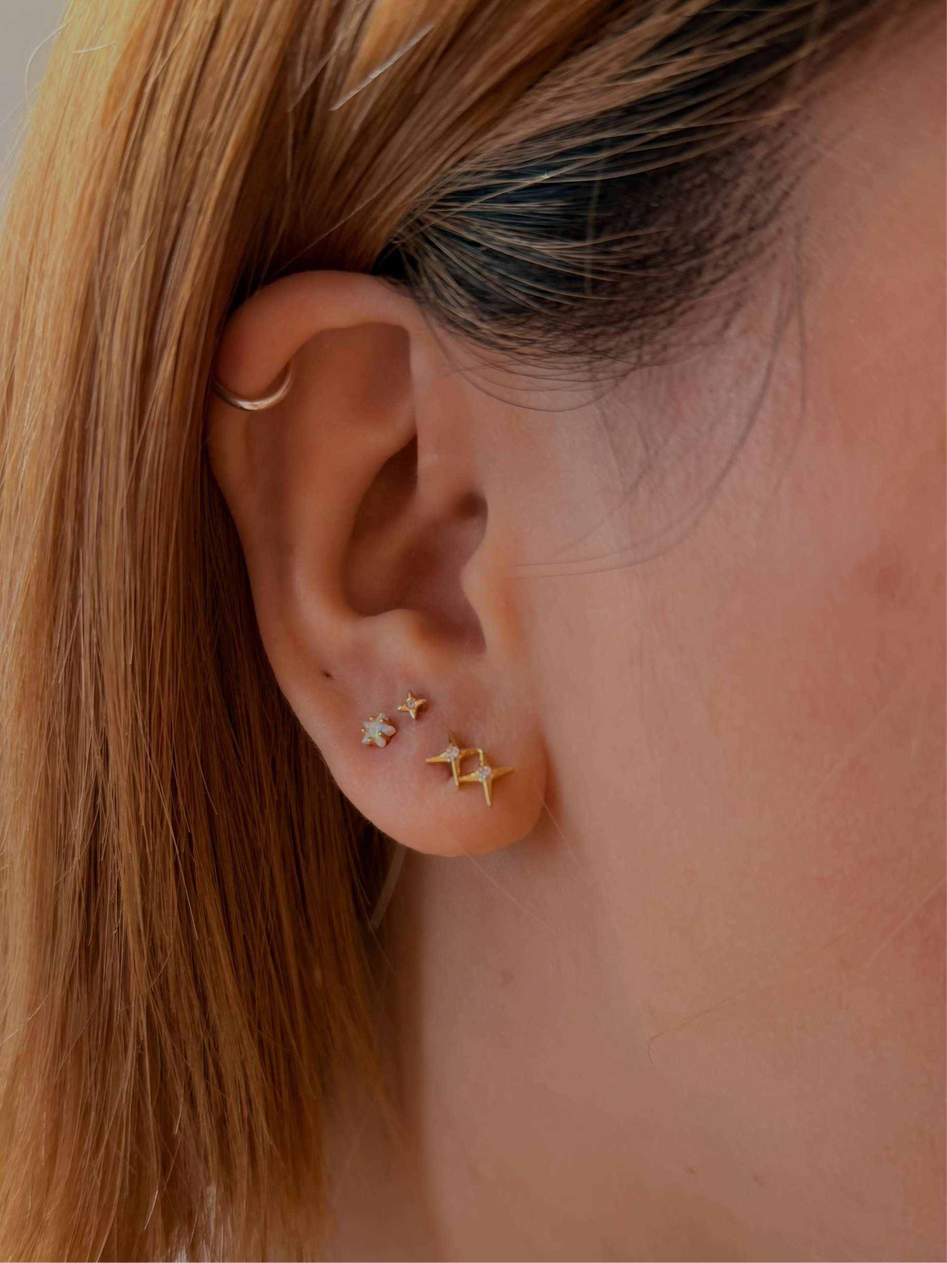 Double sparkle cz surgical steel earring
