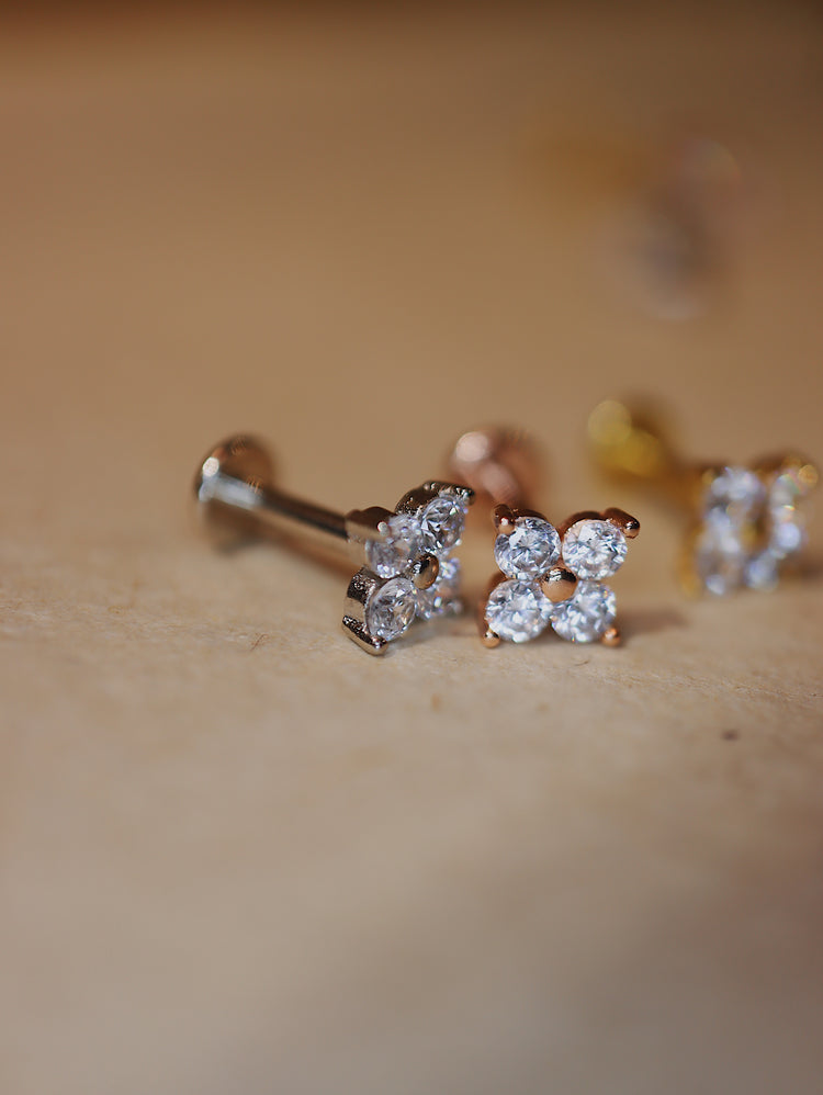 Push-pin stud flat back earring