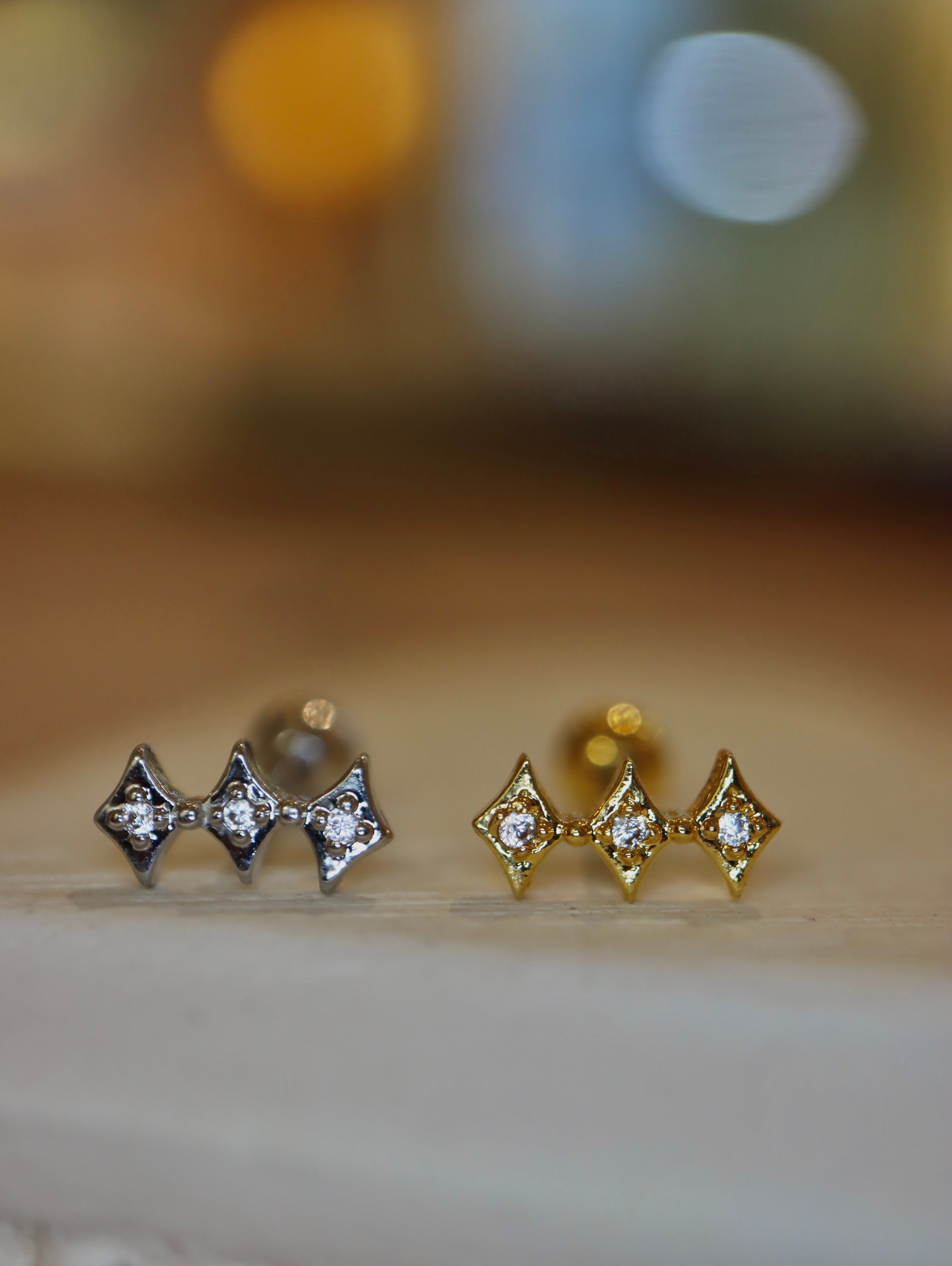Triple Rhombus Stud Piercing Earring (1pc)