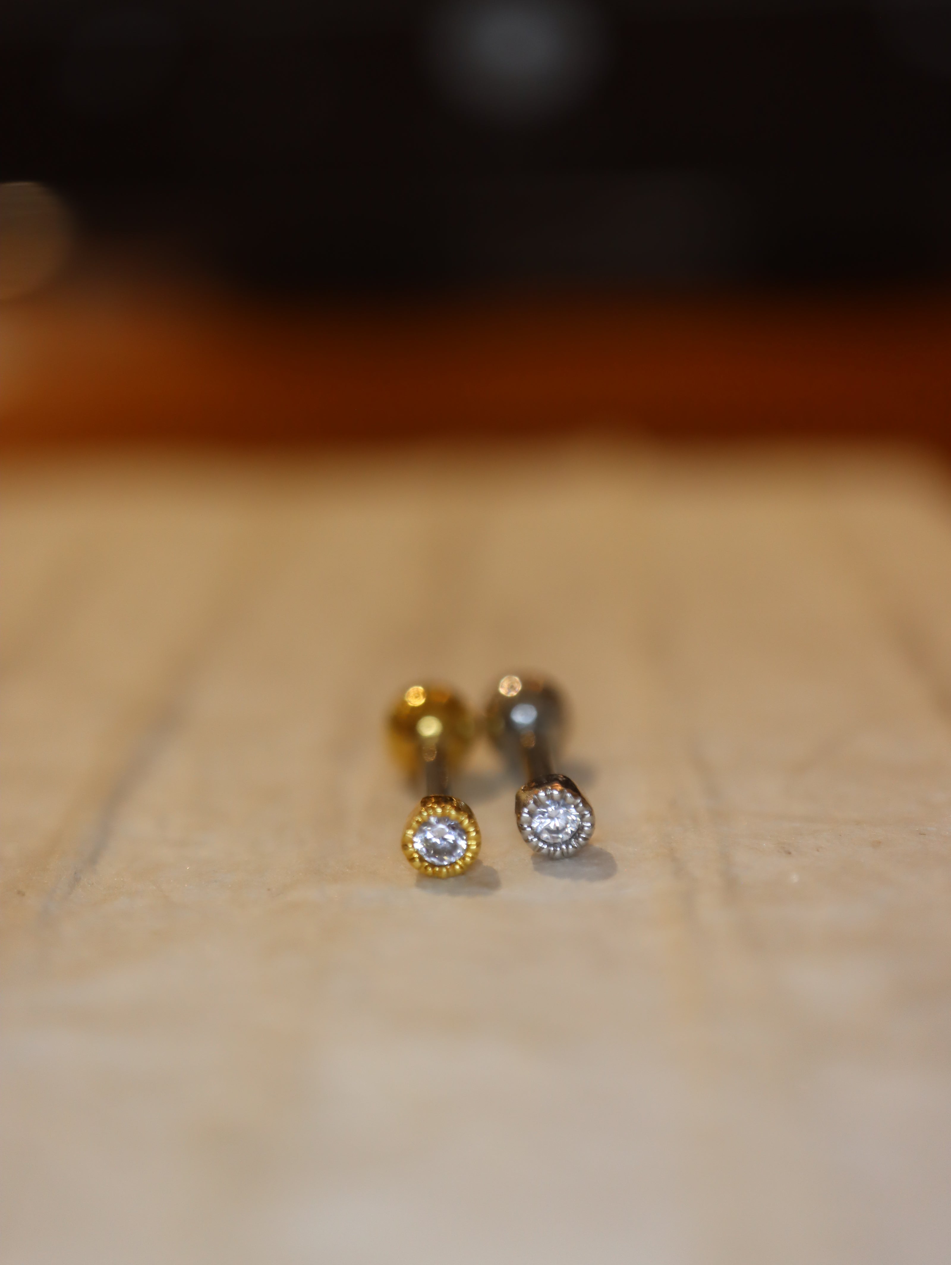 Round cz mini surgical steel stud piercing