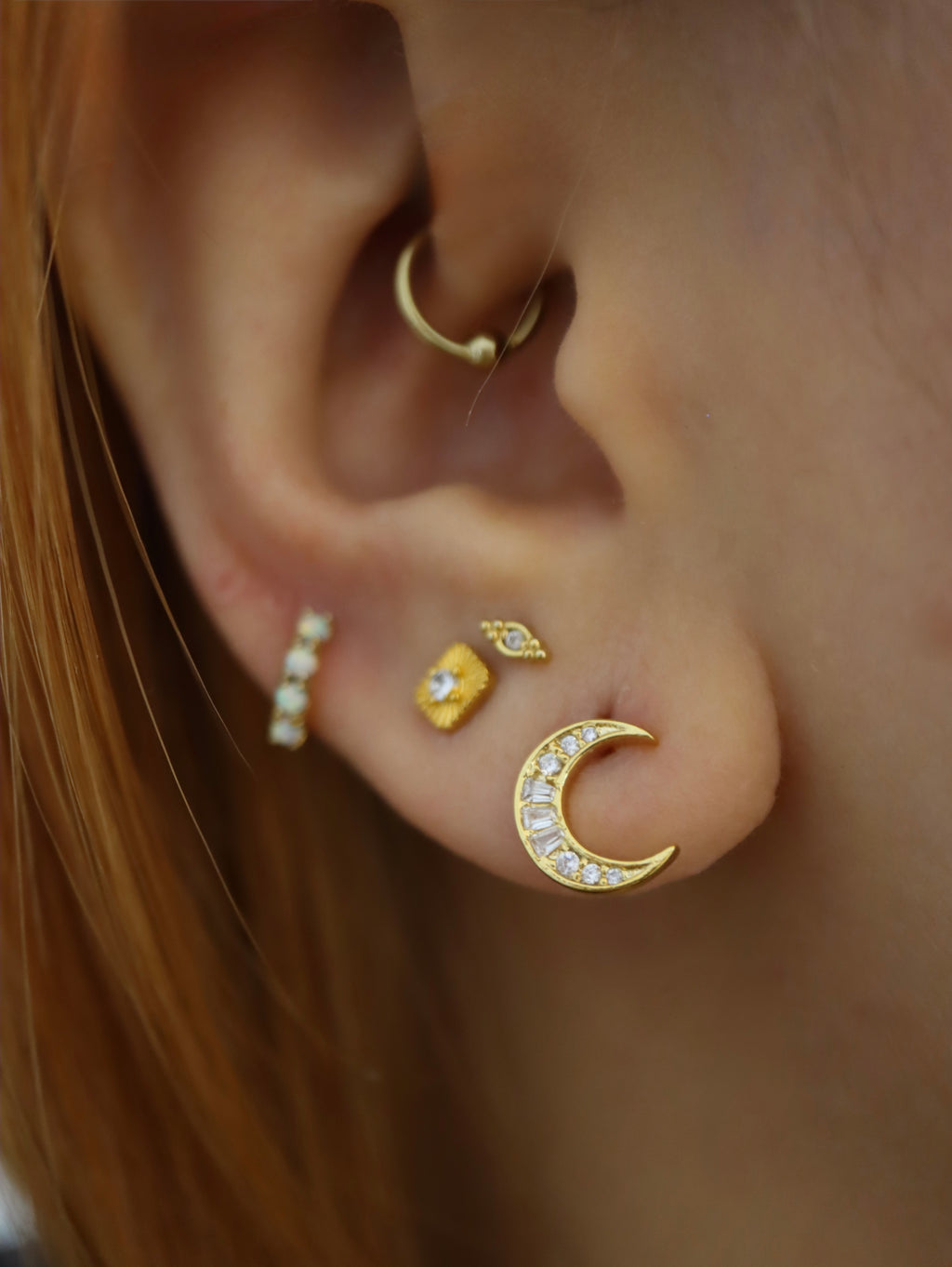 Crescent cz earrings