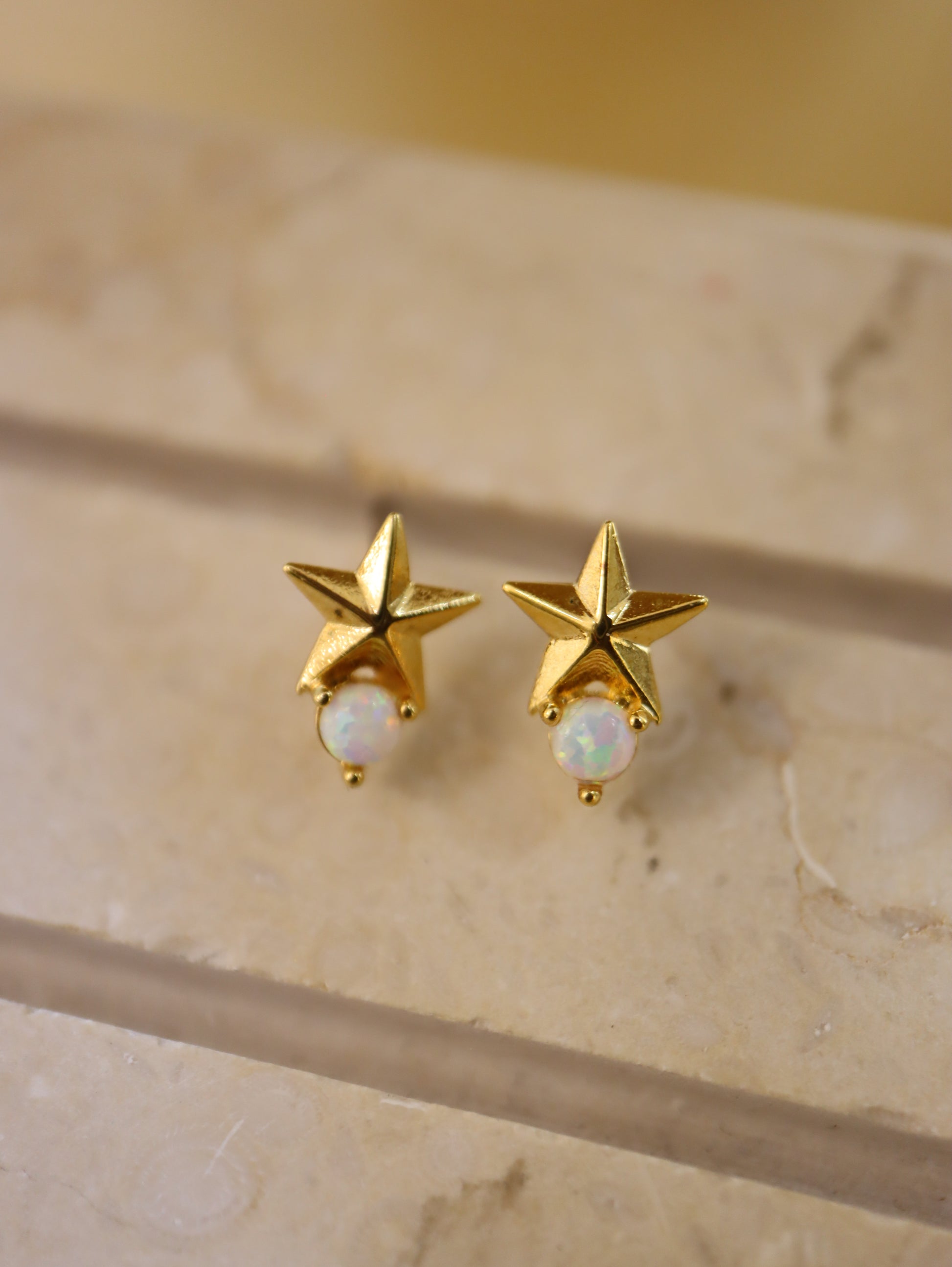 Star & Opal stud earrings