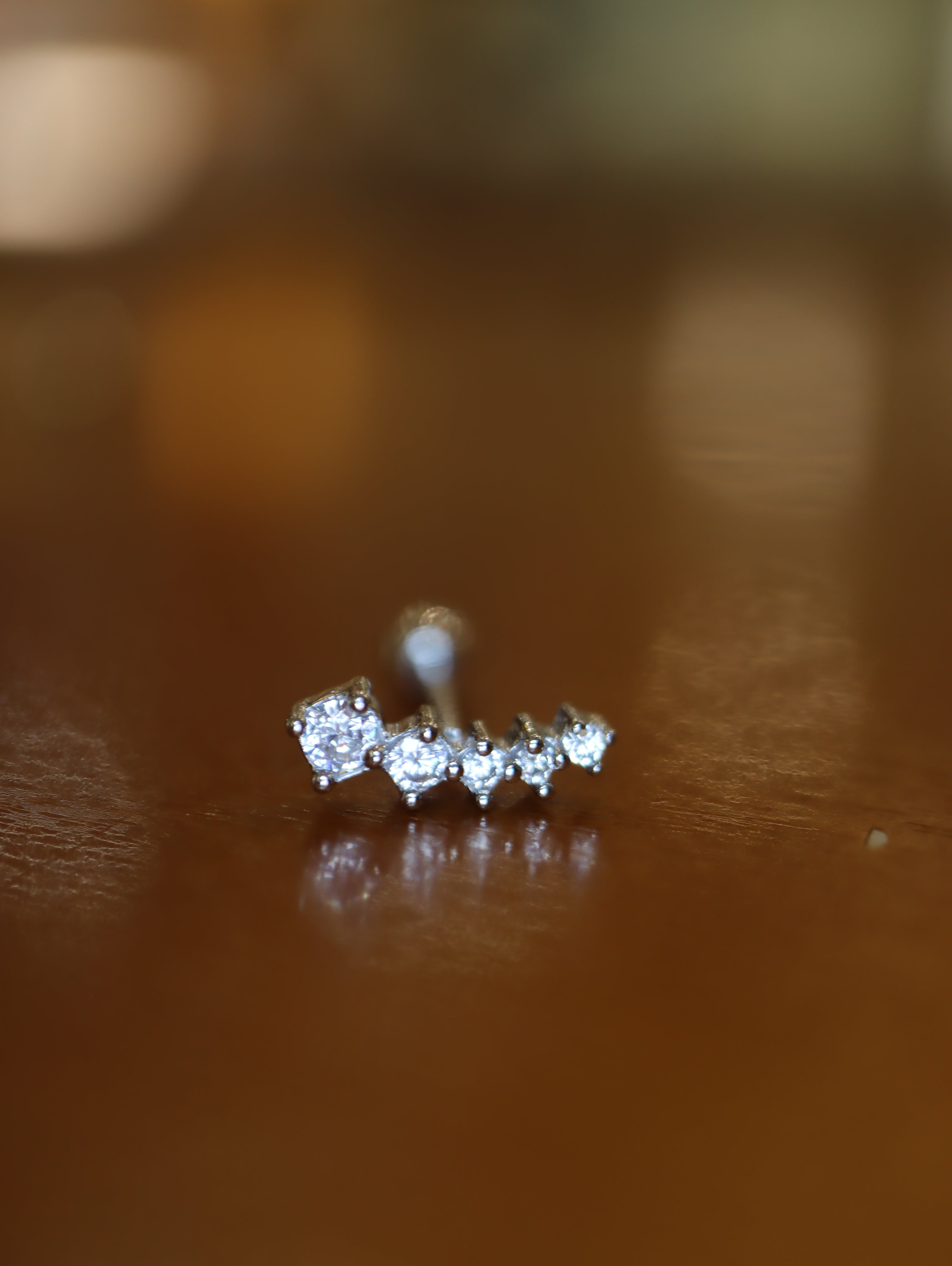 Bar curved 925 silver stud ball end piercing
