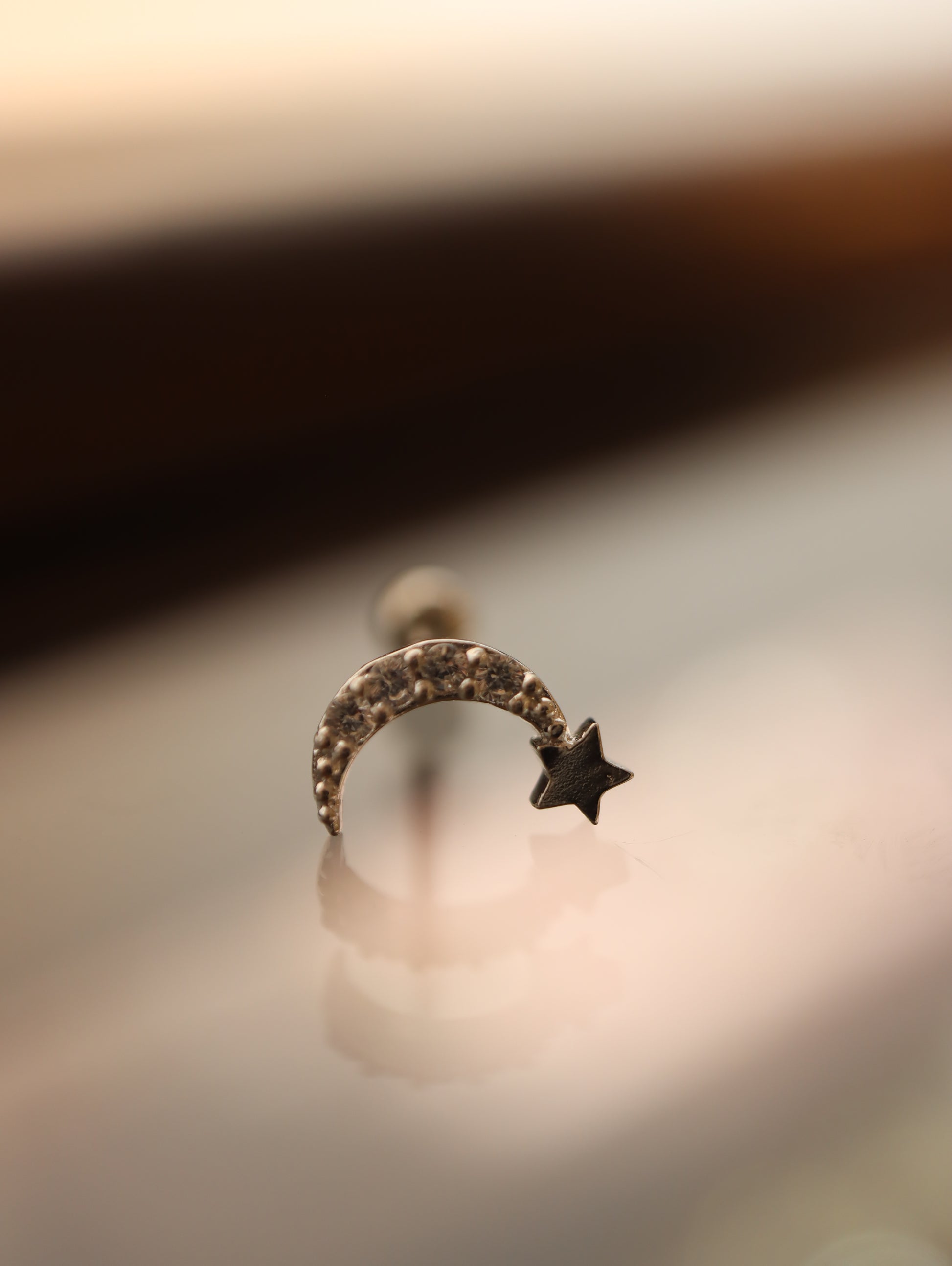 Crescent star 925 silver piercing (1pc)