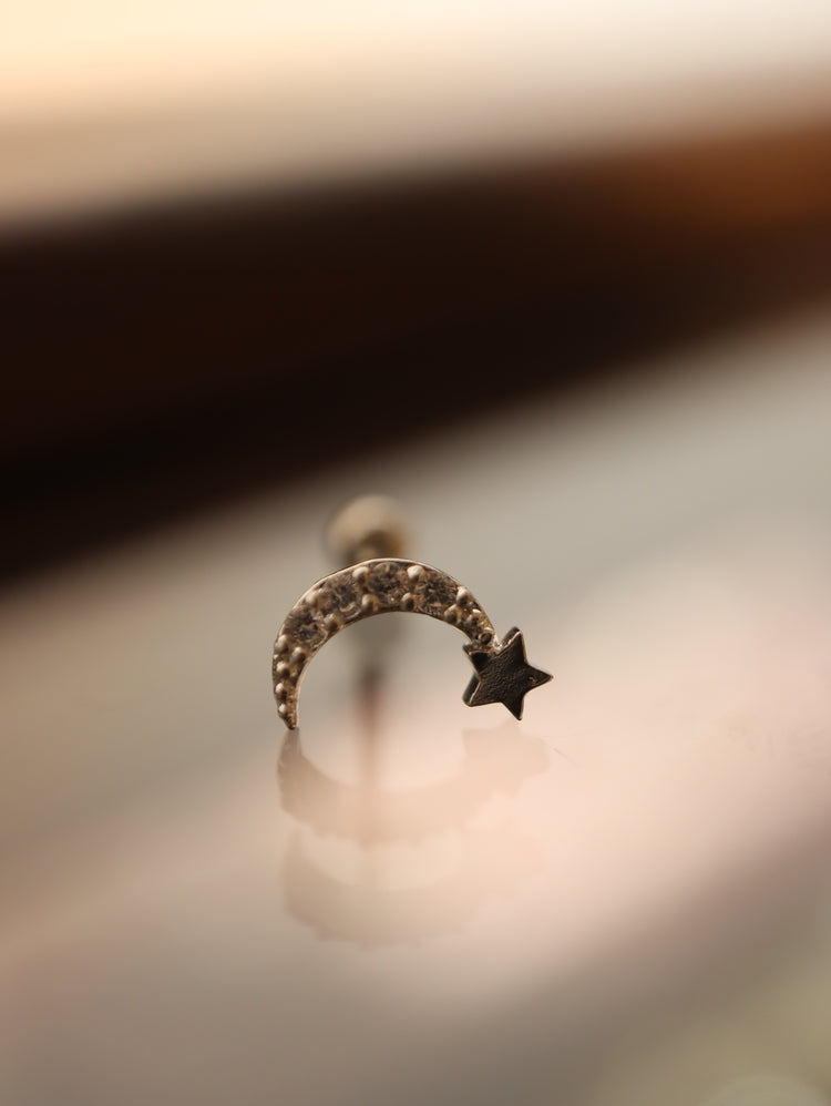 Crescent star 925 silver piercing (1pc)