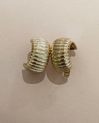 Ribbed Chunky Crescent Hoop Earrings