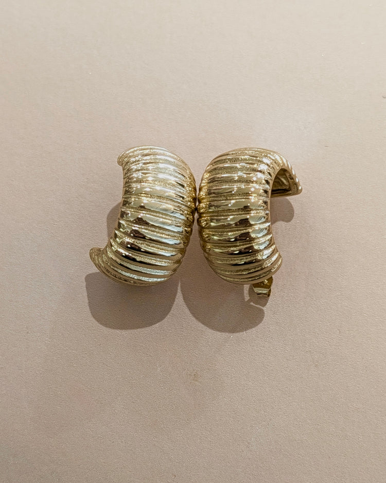 Ribbed Chunky Crescent Hoop Earrings