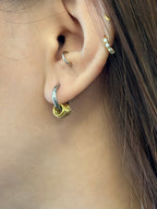 Mixed tone hoop interlock earrings