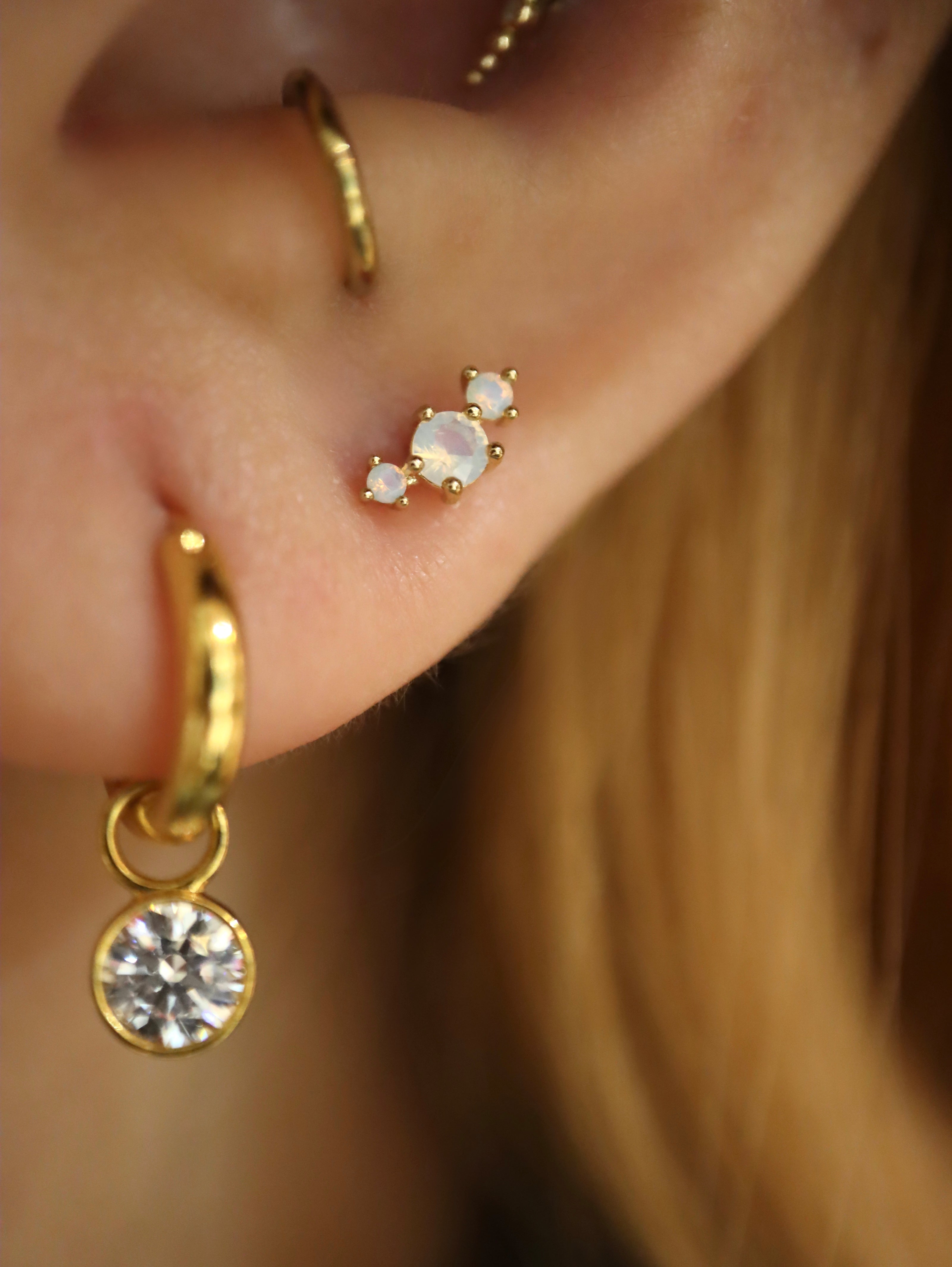 Triple opal 925 silver flat back piercing (1pc)
