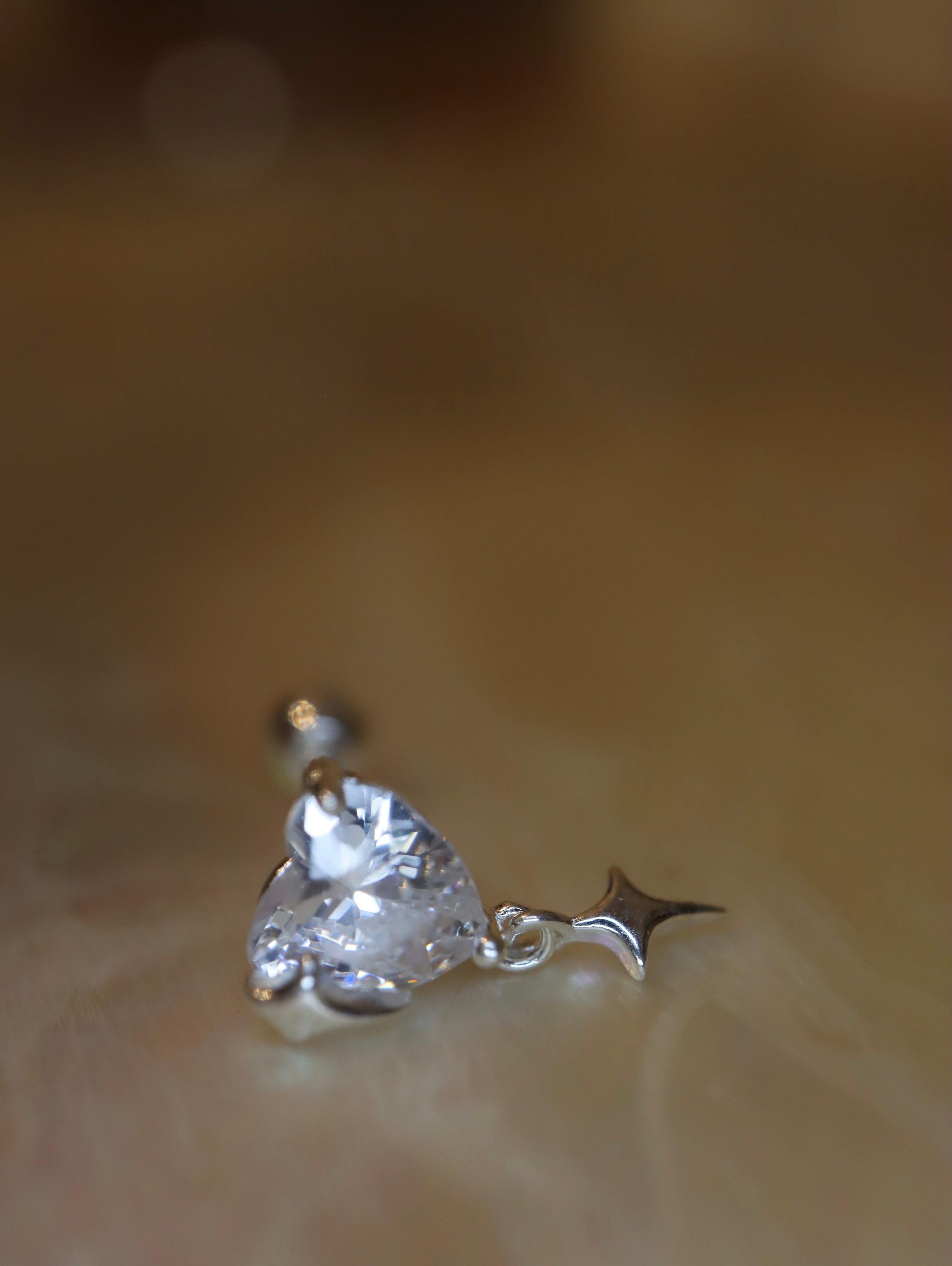 Lyra Heart Drop Stud 925 silver Earring