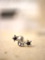 Curve bar star & crescent surgical steel piercing stud
