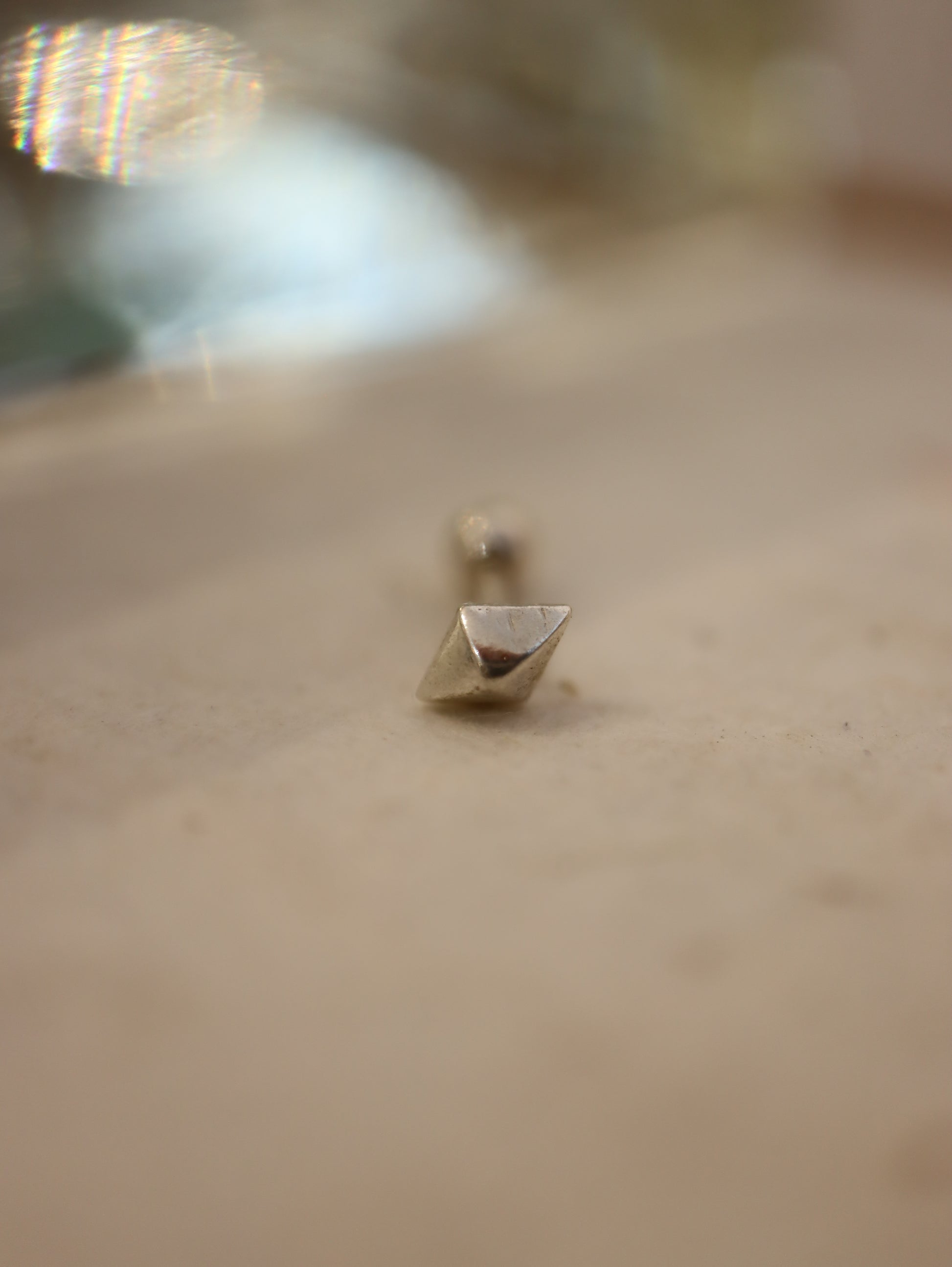 Diamond-shaped stud silver925 piercing earrings