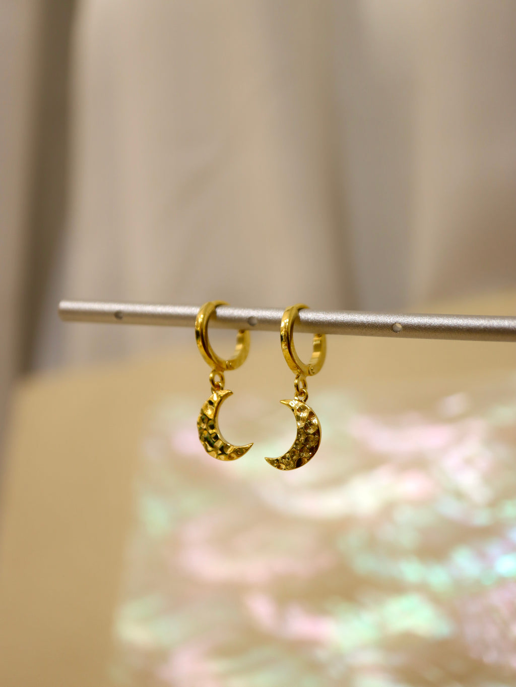 Hoop drop crescent earrings