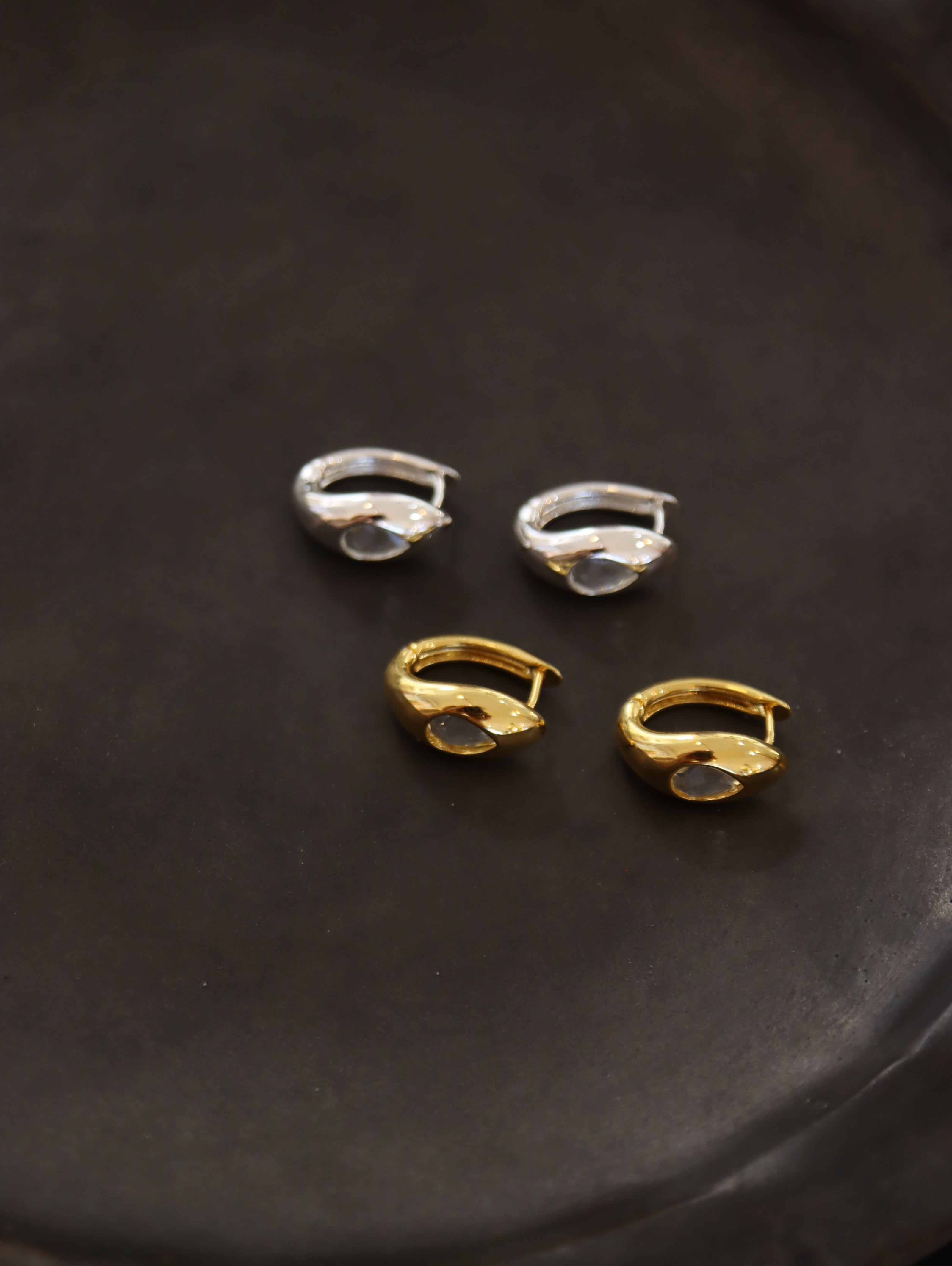 Serene white cz brass earrings
