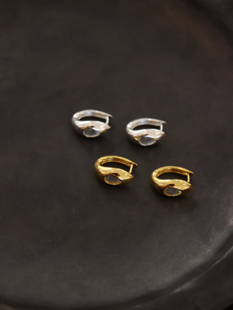 Serene white cz brass earrings