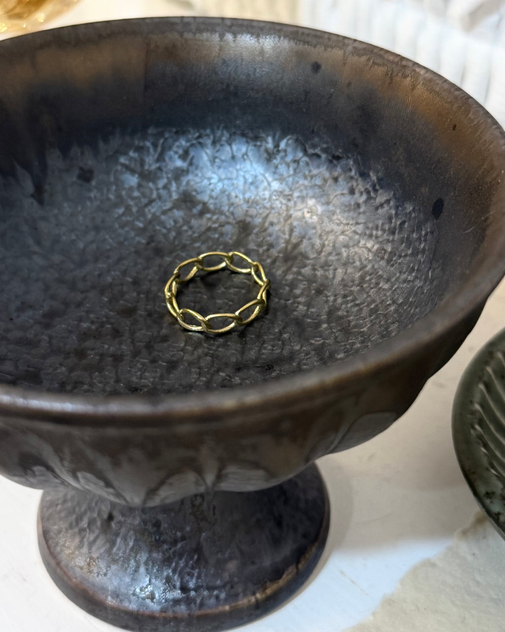 Interlock stainless steel pinky ring