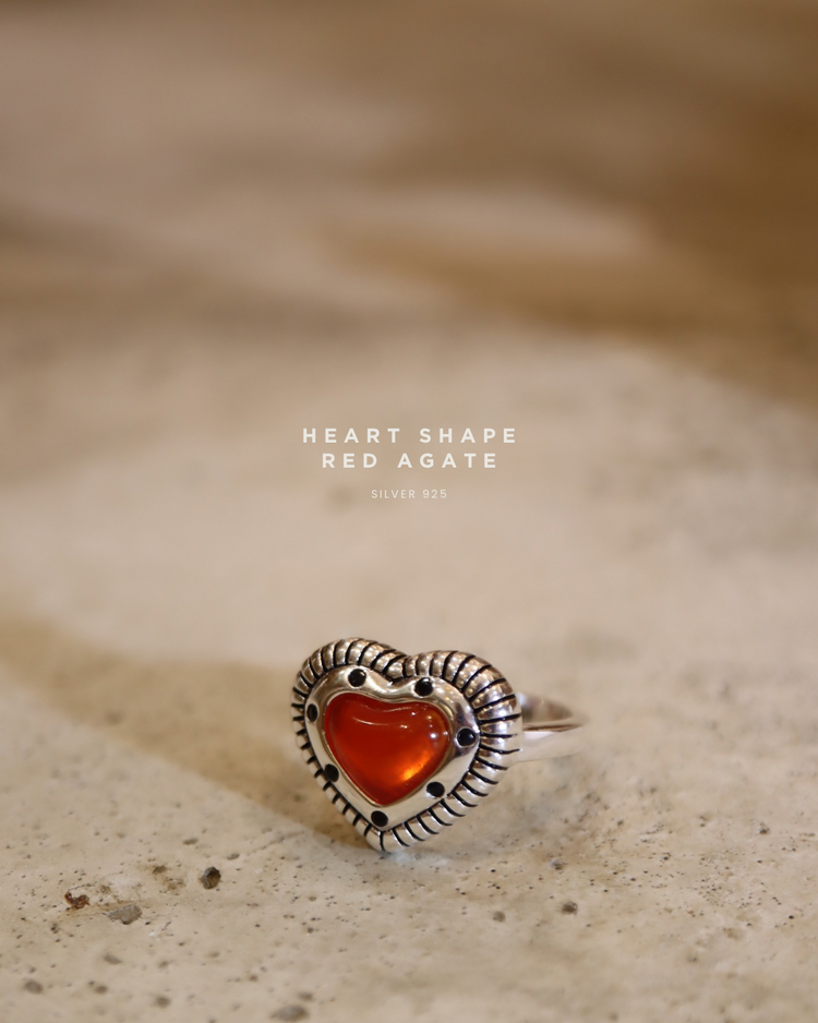Agate silver925 heart shape ring